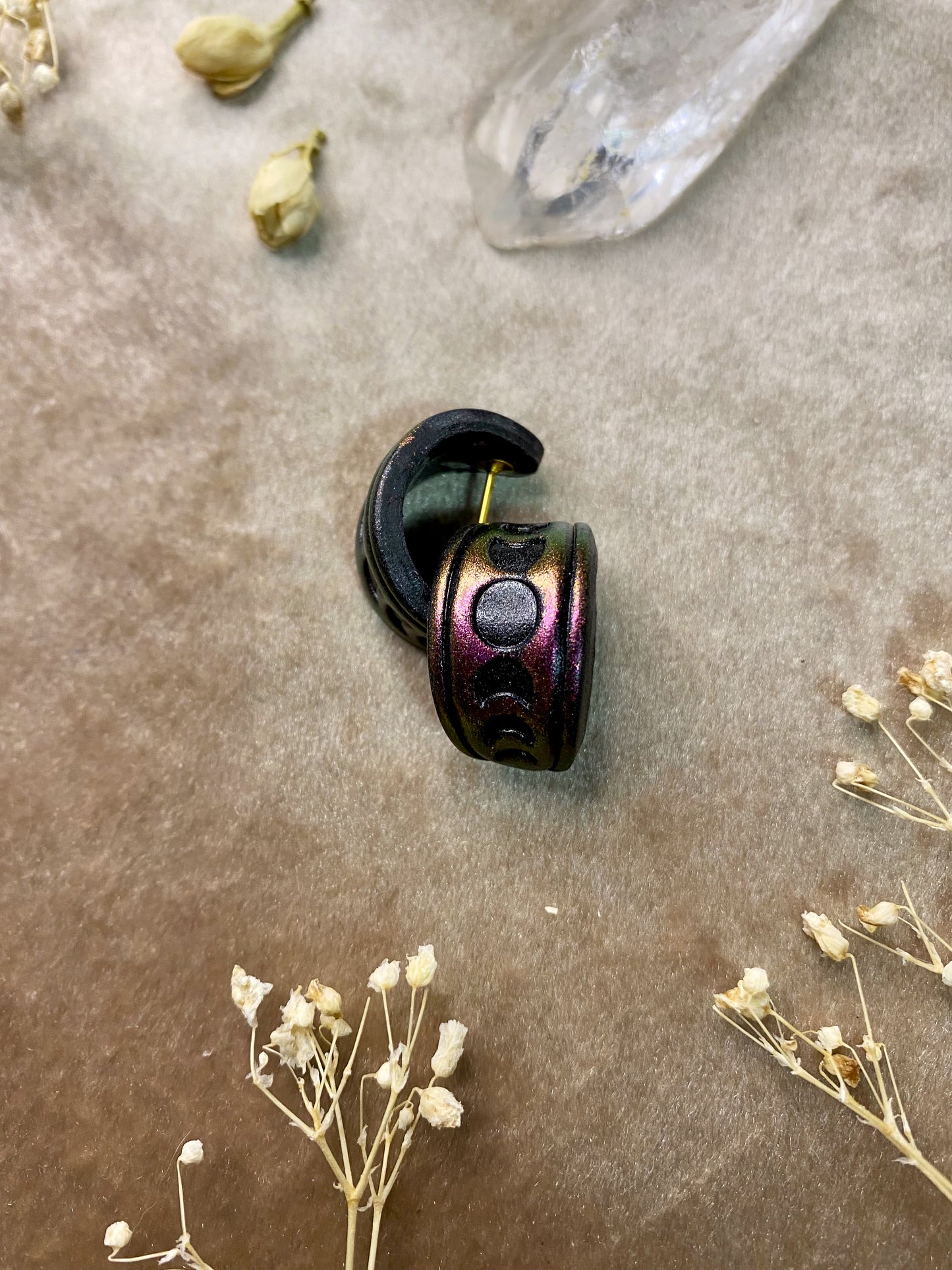 Color Shift Moon Phase Huggie Hoop Earrings