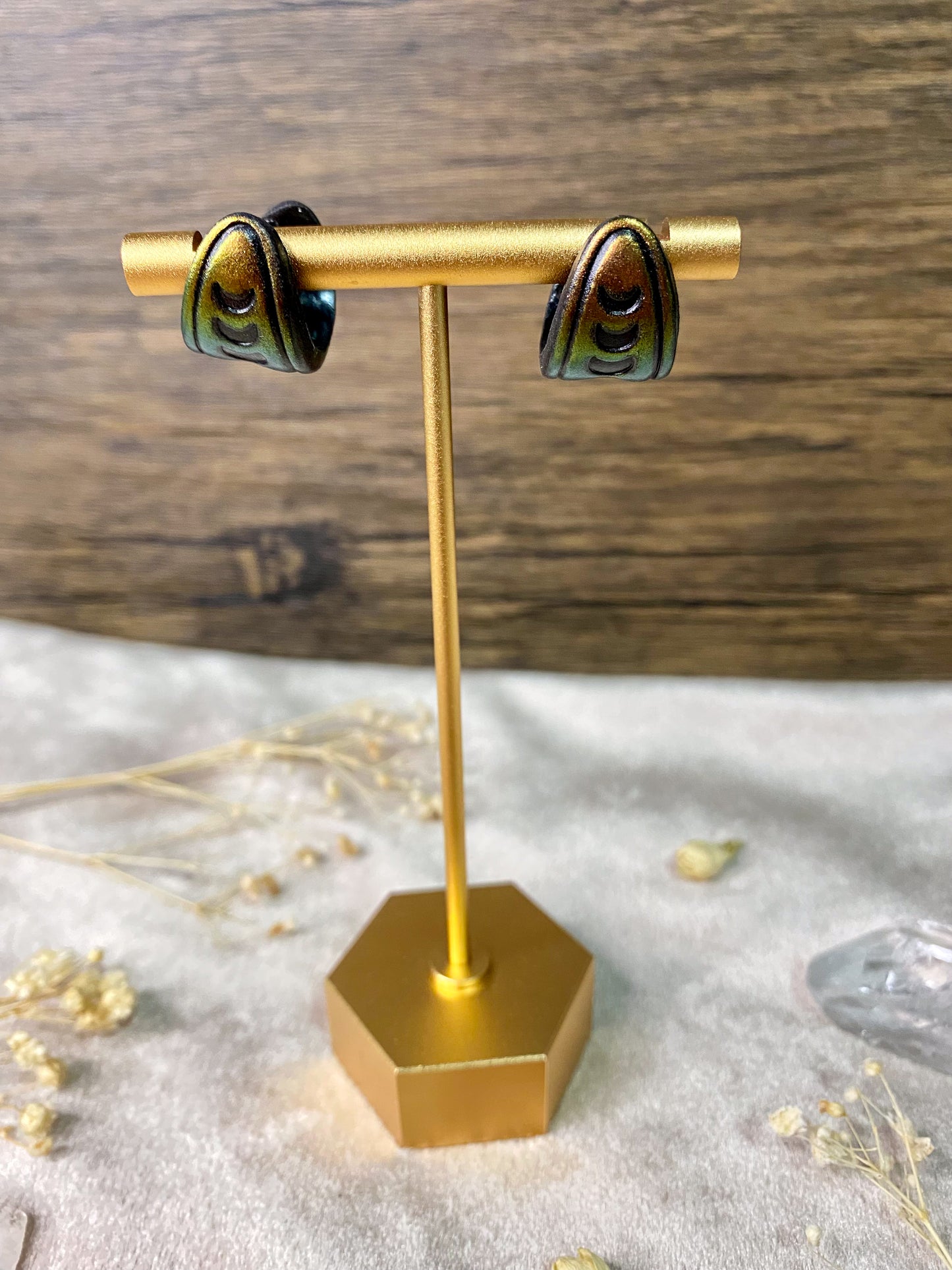 Color Shift Moon Phase Huggie Hoop Earrings