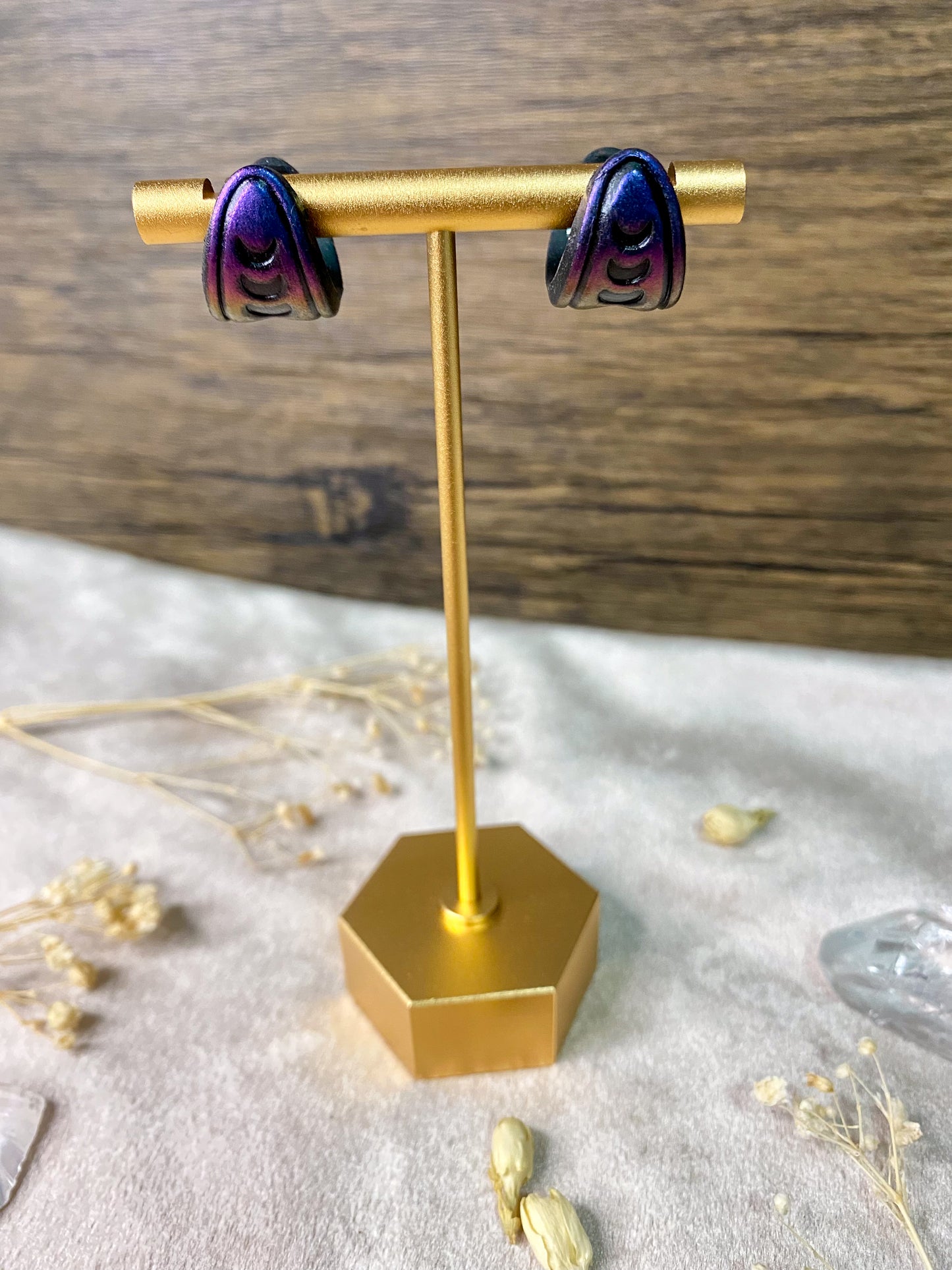 Color Shift Moon Phase Huggie Hoop Earrings