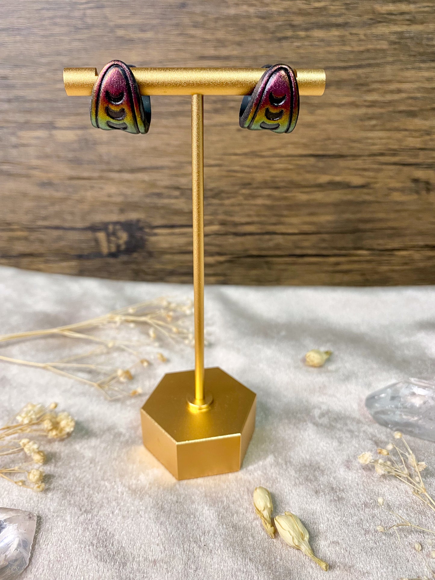 Color Shift Moon Phase Huggie Hoop Earrings