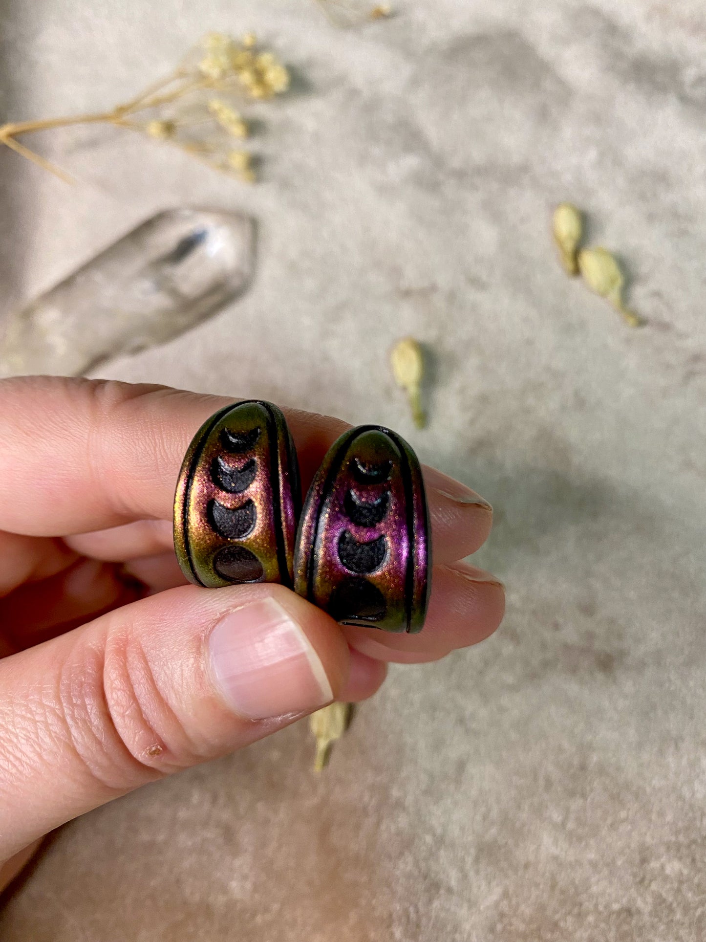 Color Shift Moon Phase Huggie Hoop Earrings