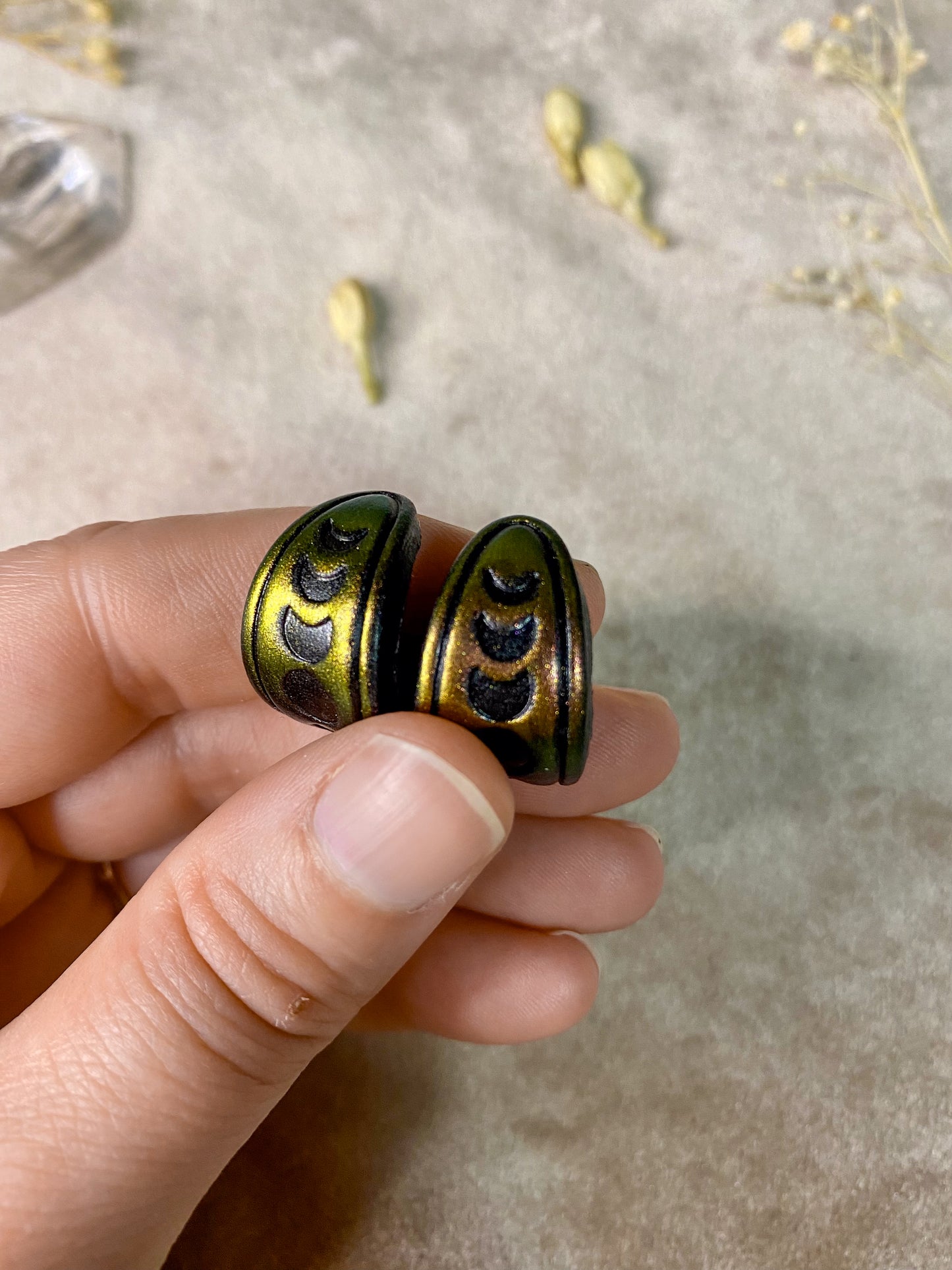 Color Shift Moon Phase Huggie Hoop Earrings