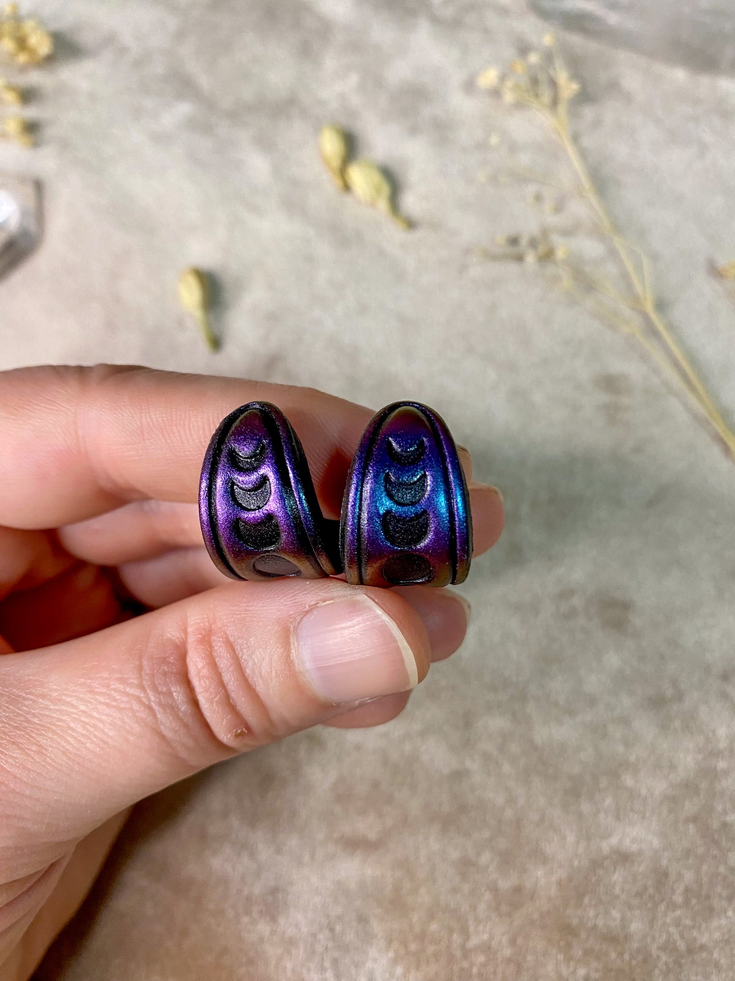 Color Shift Moon Phase Huggie Hoop Earrings