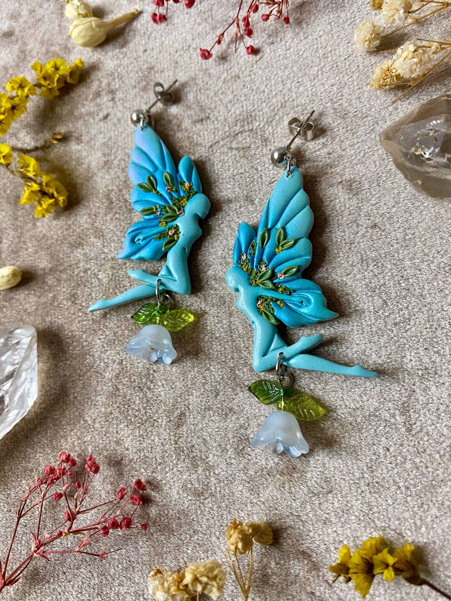 Blue Tulip Fairy Earrings