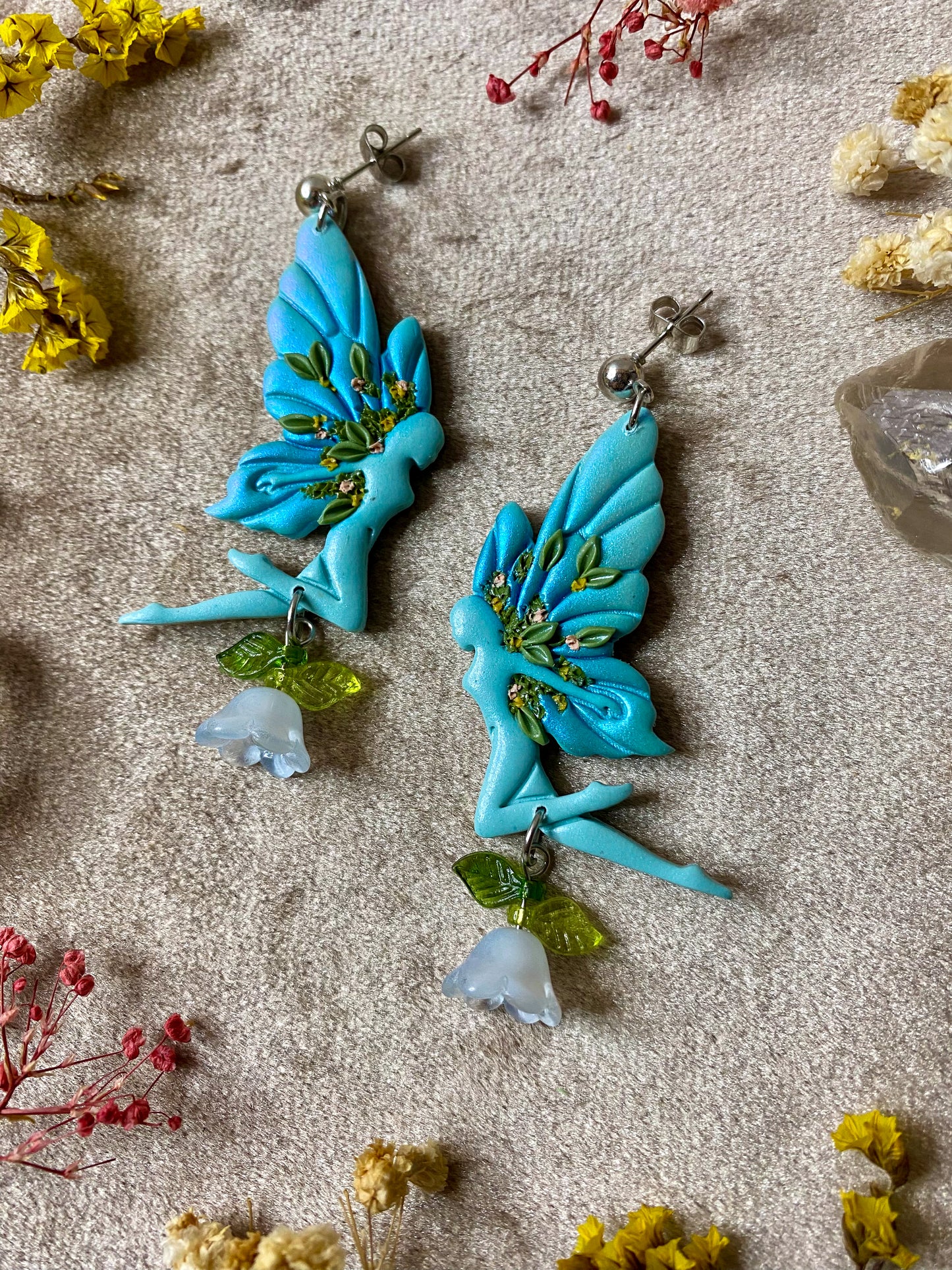 Blue Tulip Fairy Earrings