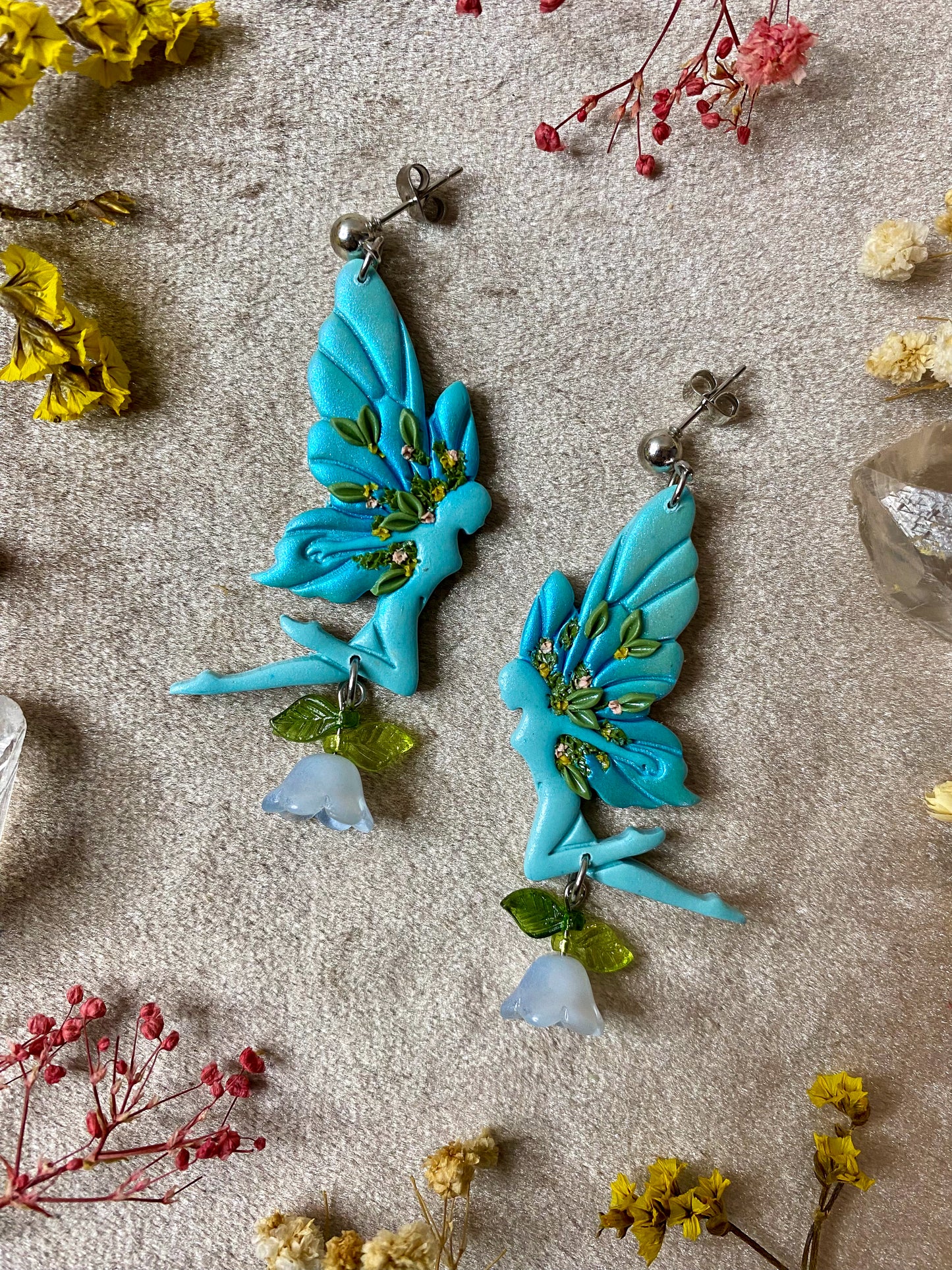 Blue Tulip Fairy Earrings