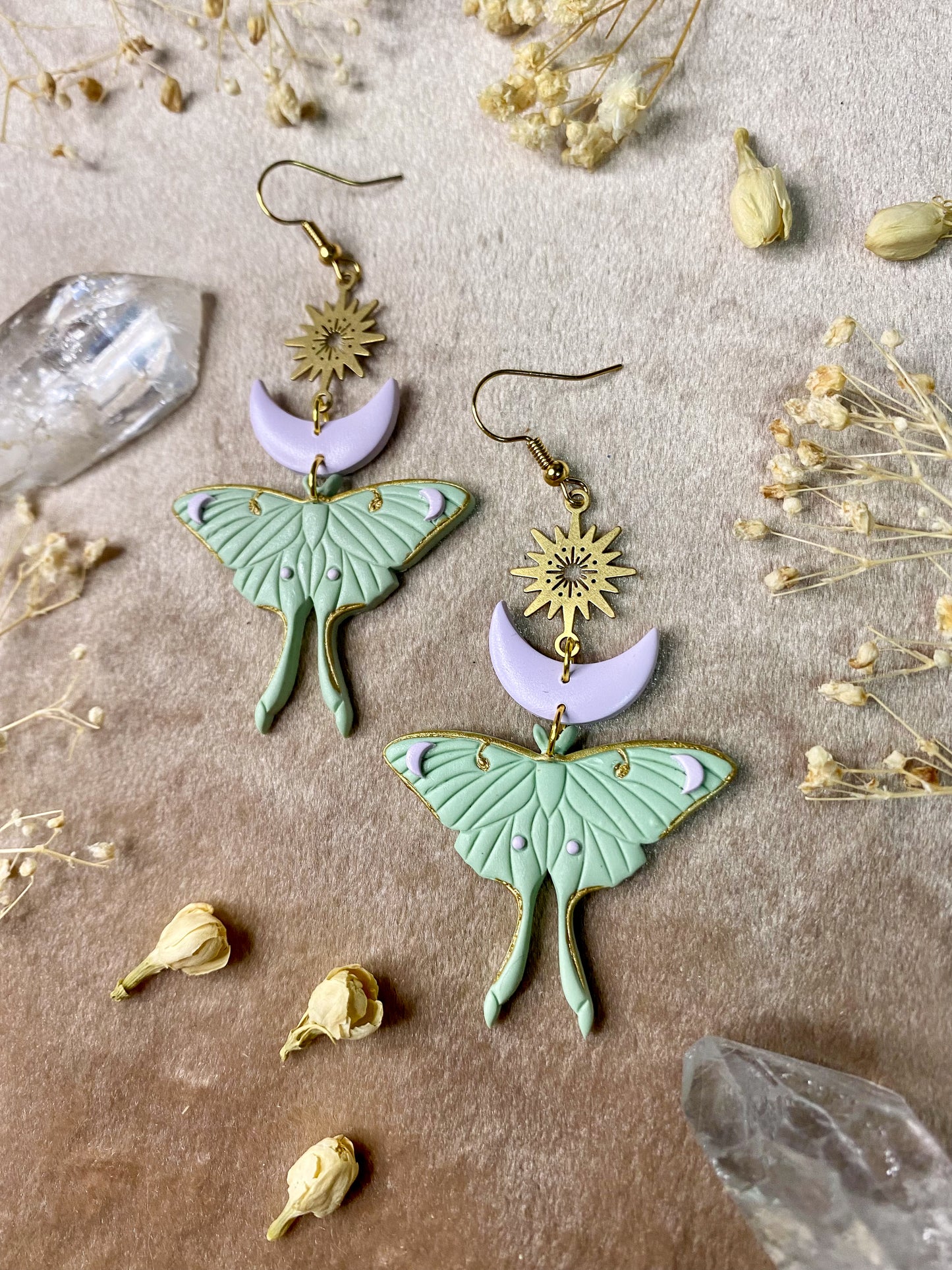 Pastel Luna Moth Earrings
