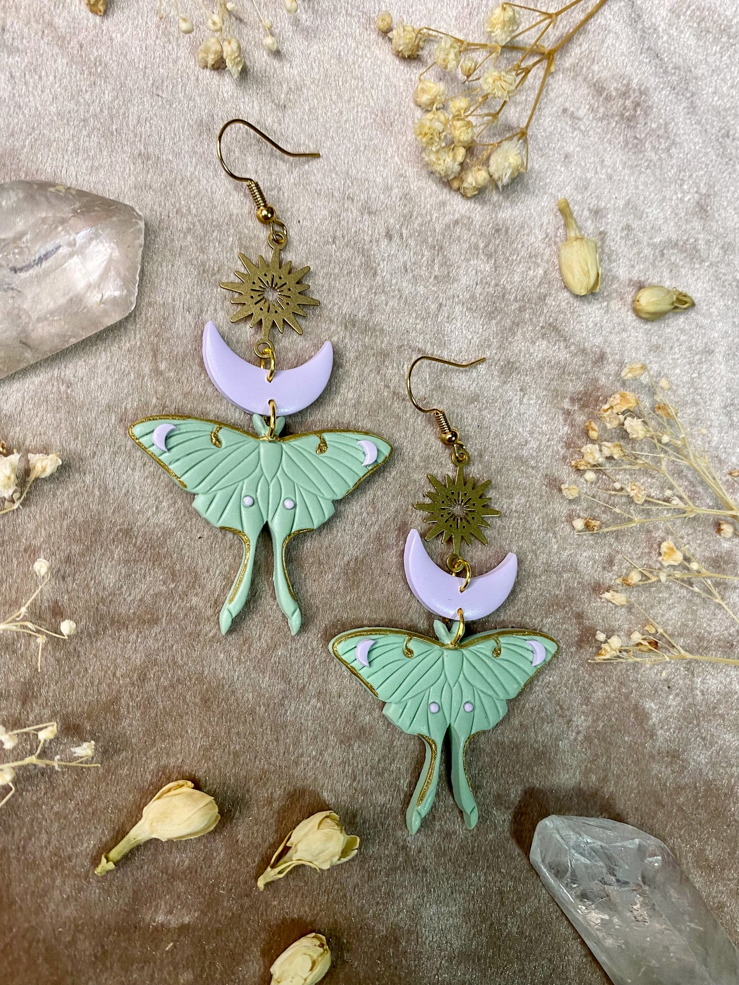 Pastel Luna Moth Earrings