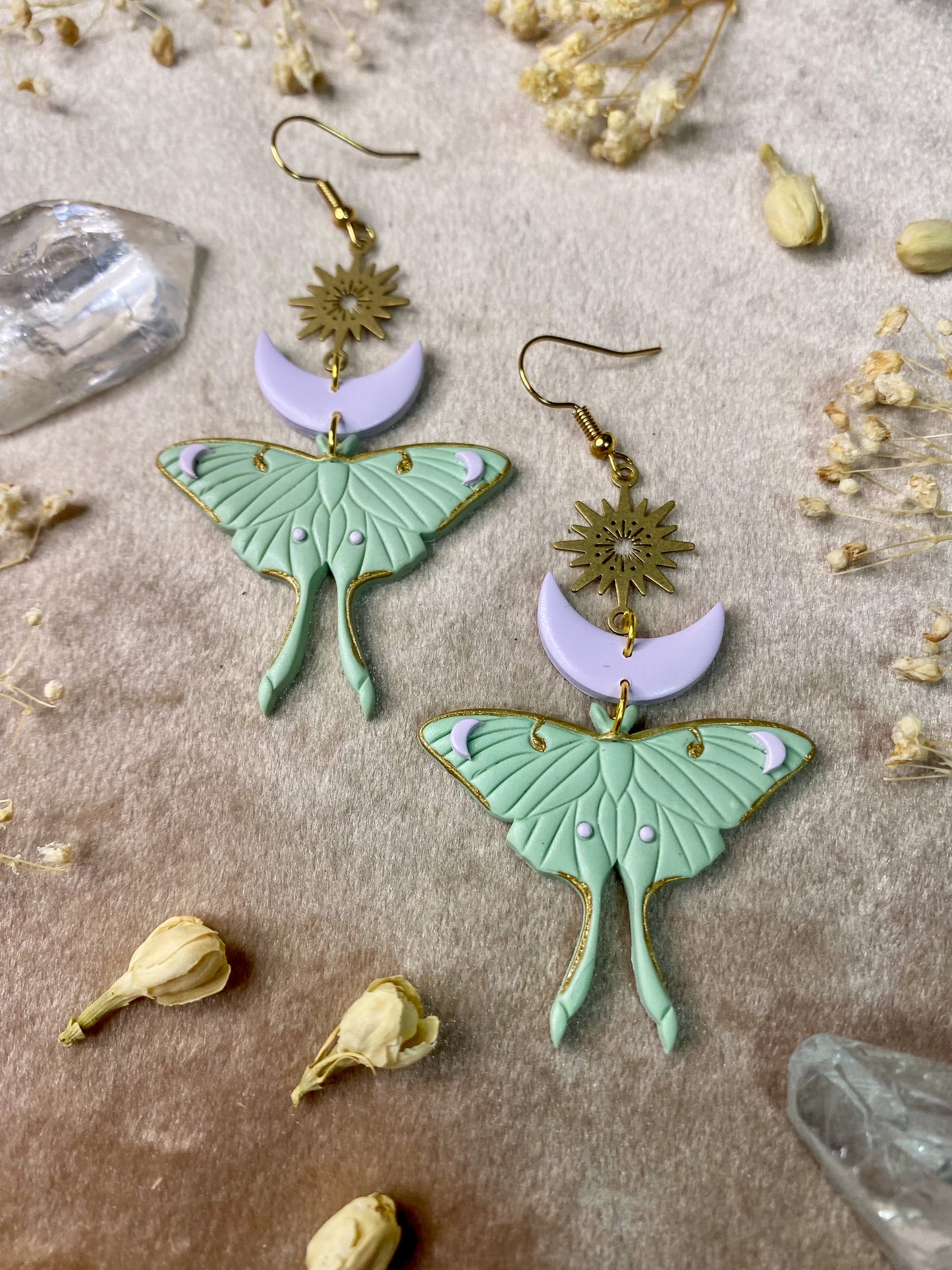Pastel Luna Moth Earrings