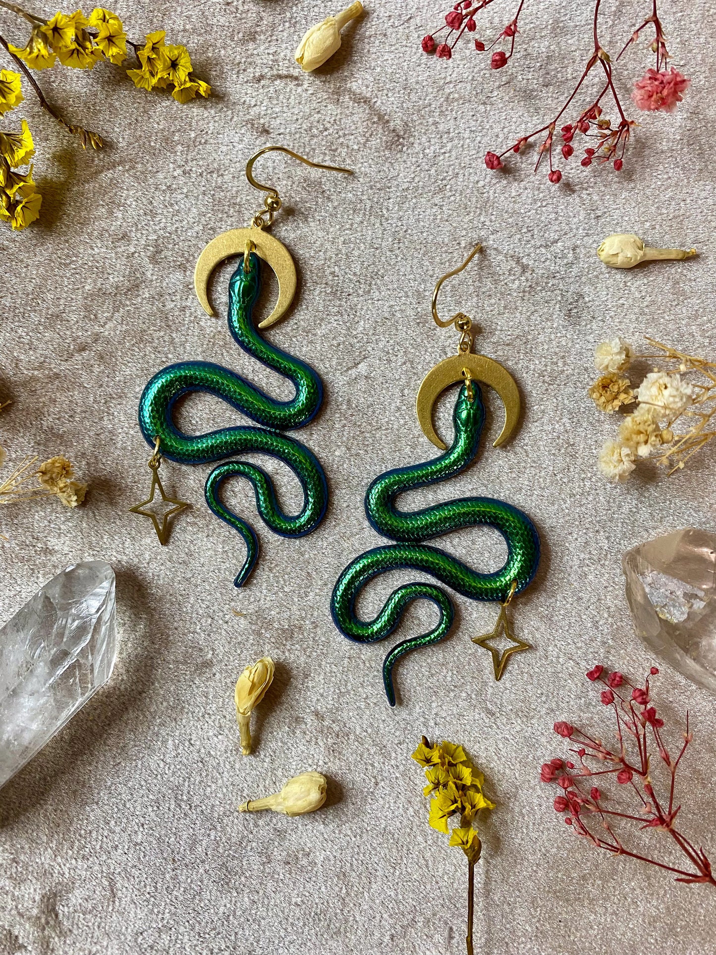 Serpens Snake Earrings (Green)