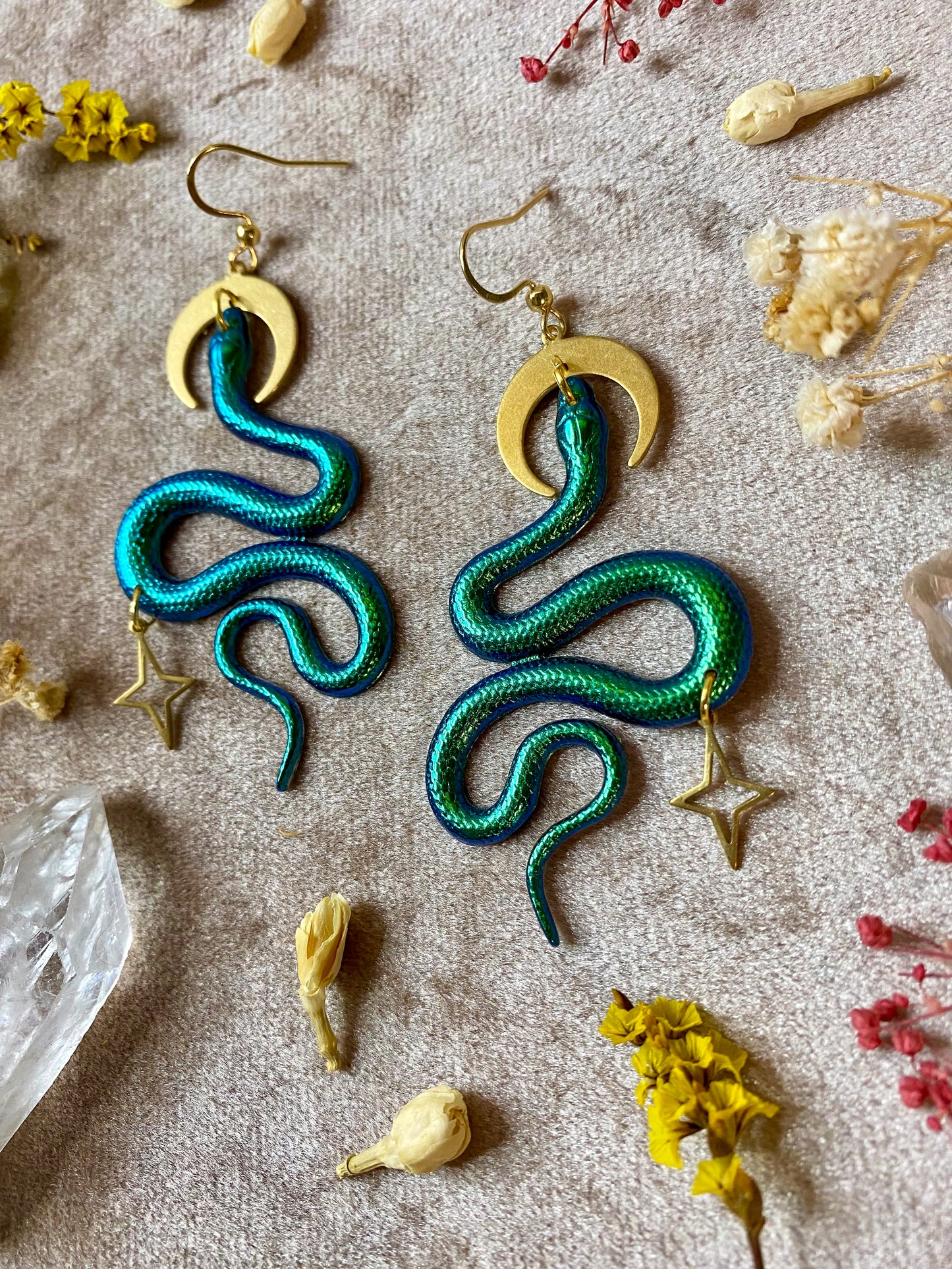 Serpens Snake Earrings (Green)