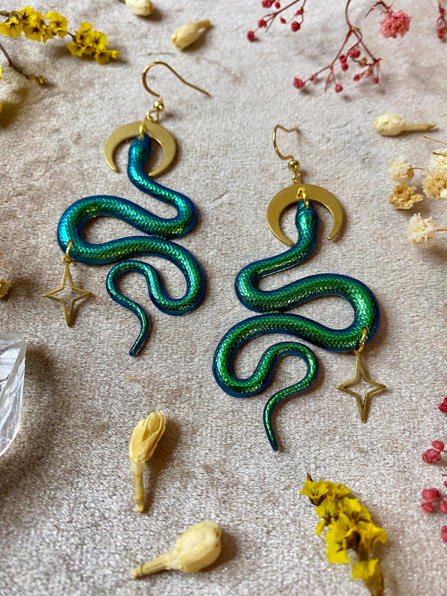 Serpens Snake Earrings (Green)