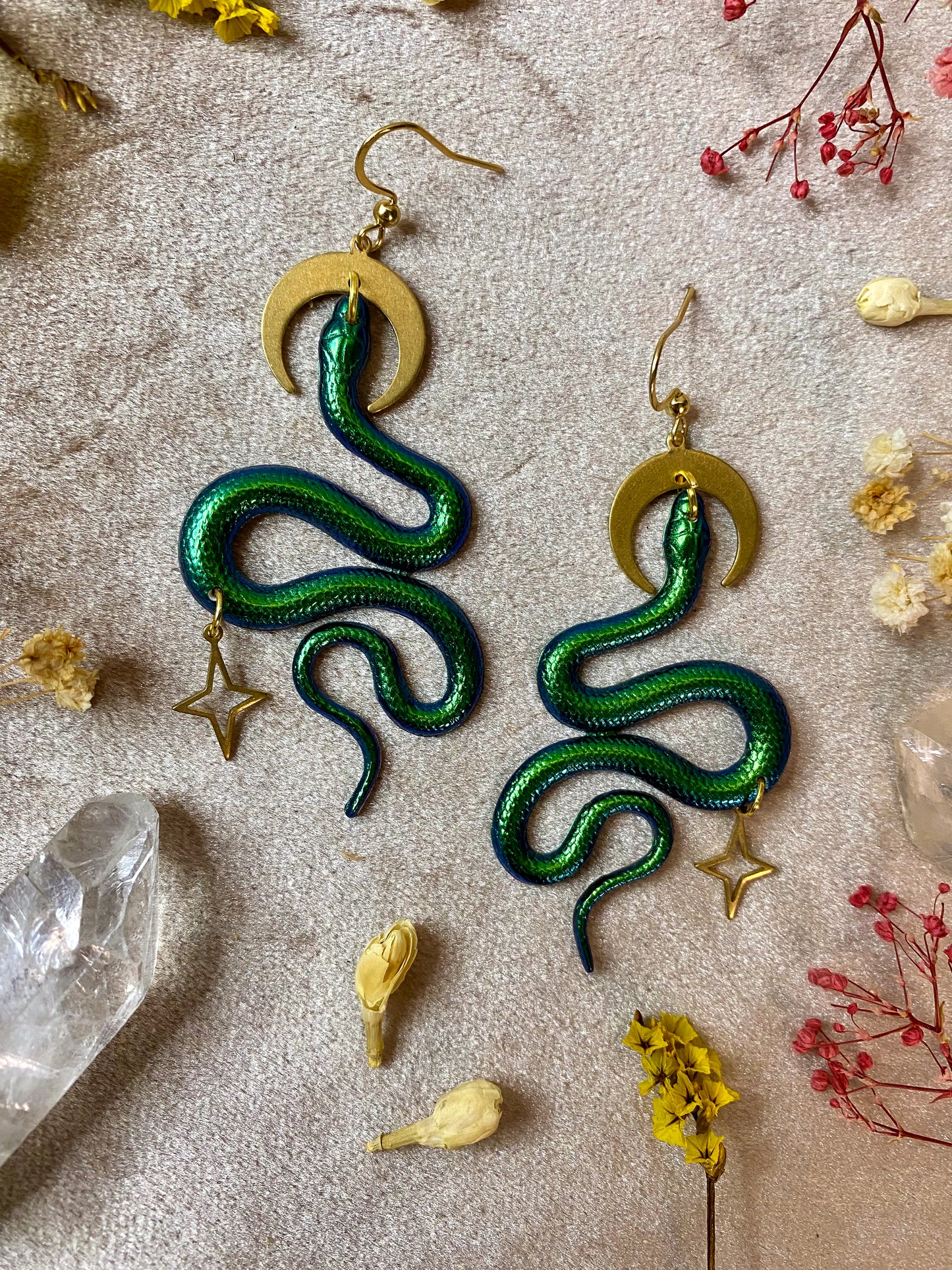 Serpens Snake Earrings (Green)