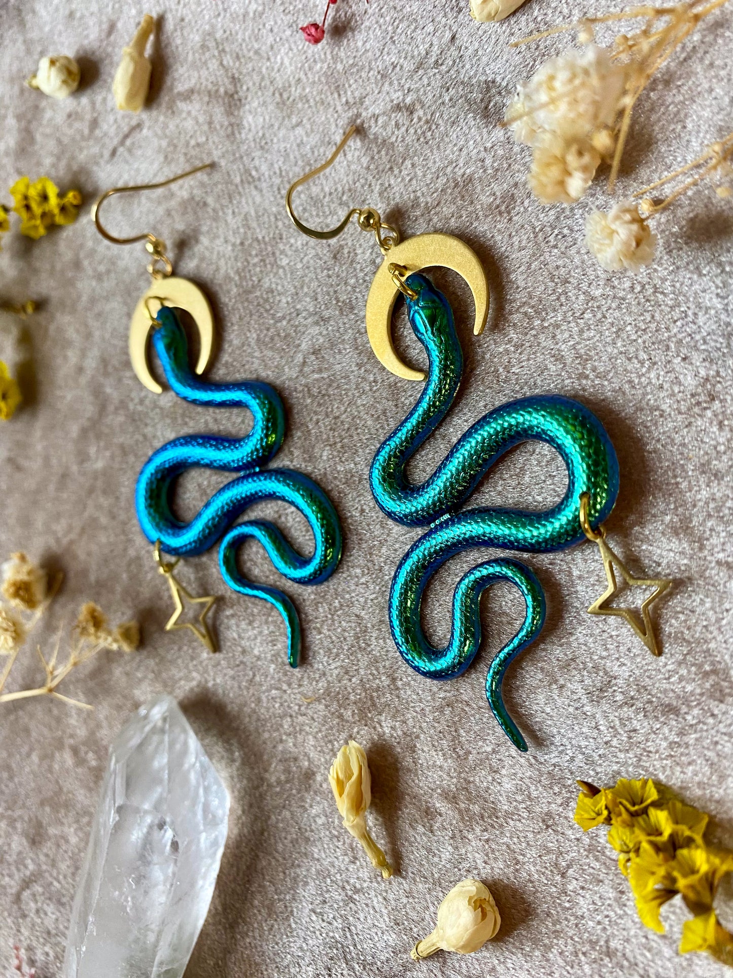 Serpens Snake Earrings (Green)