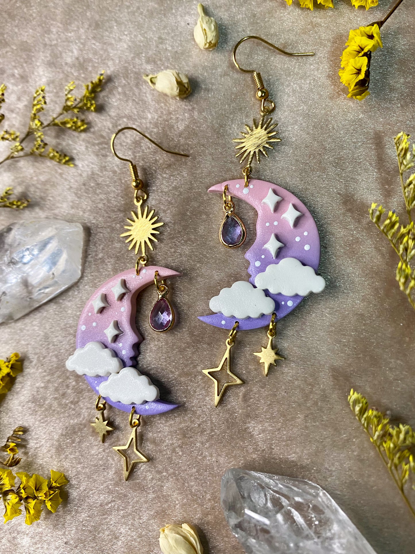 Pink Fantasy Moon Earrings