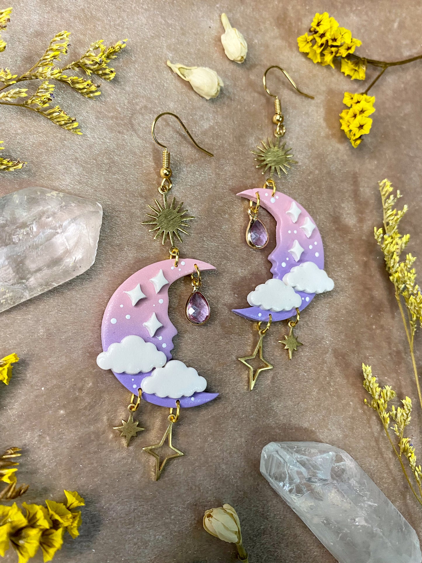 Pink Fantasy Moon Earrings