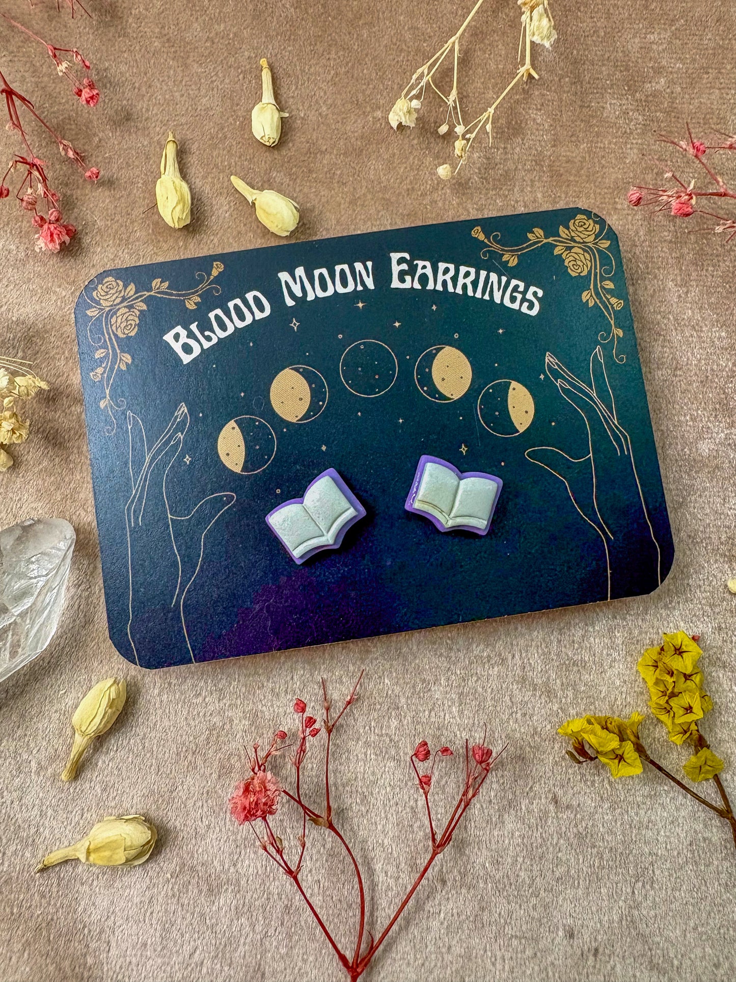 Pastel Open Book Stud Earrings
