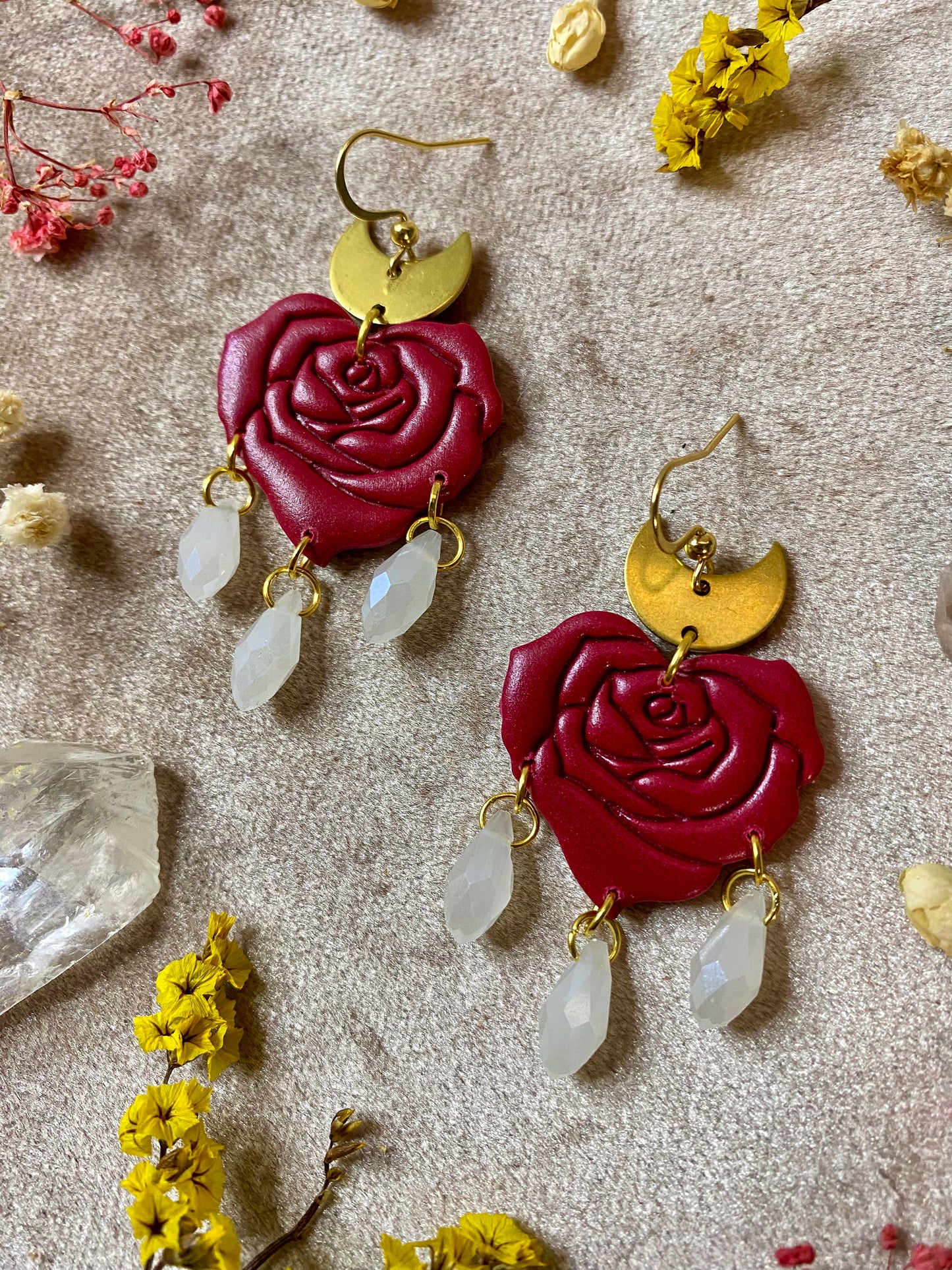 Red Rose Heart Earrings
