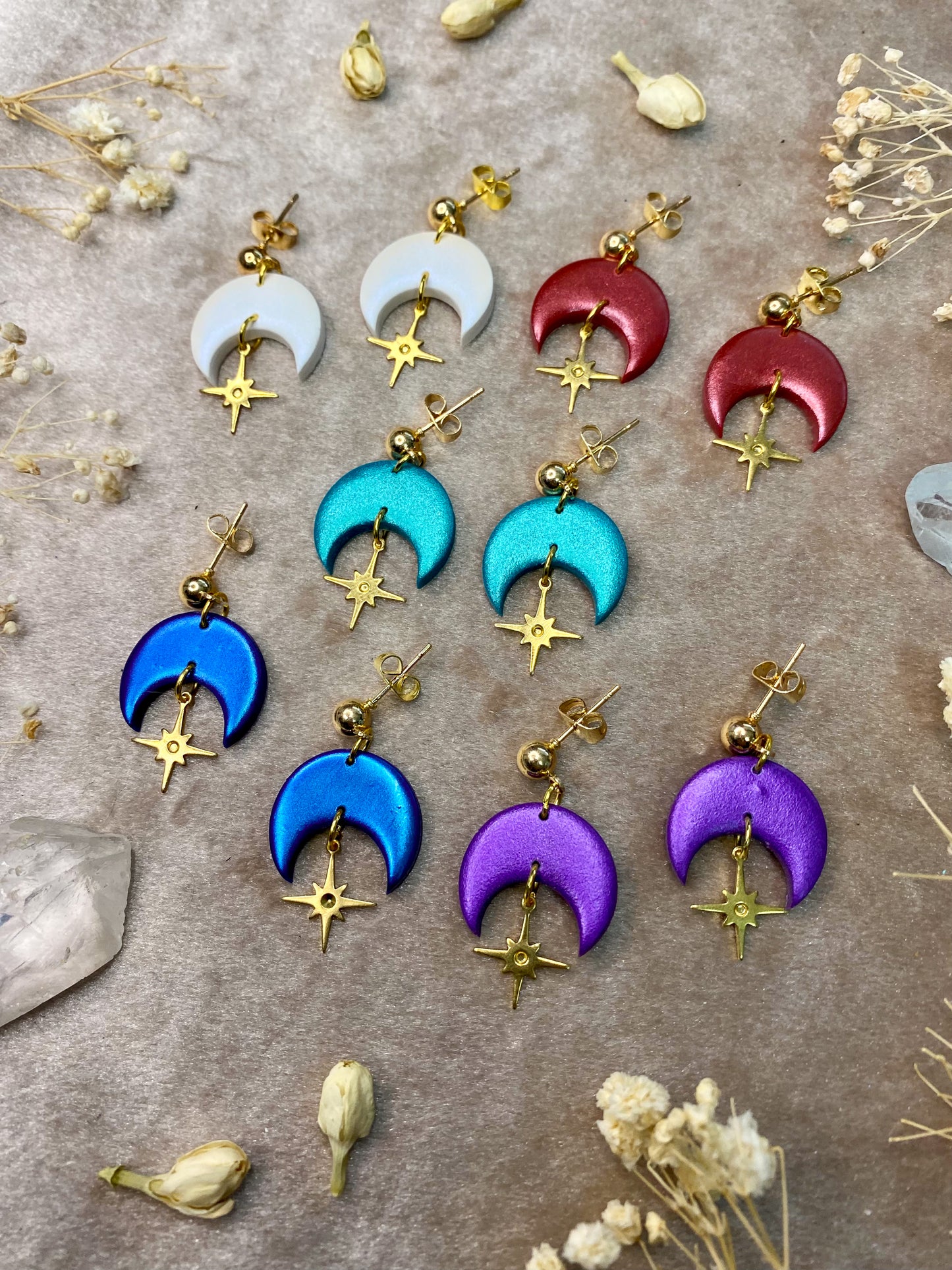 Jewel Tones Crescent Moon Midi Dangle