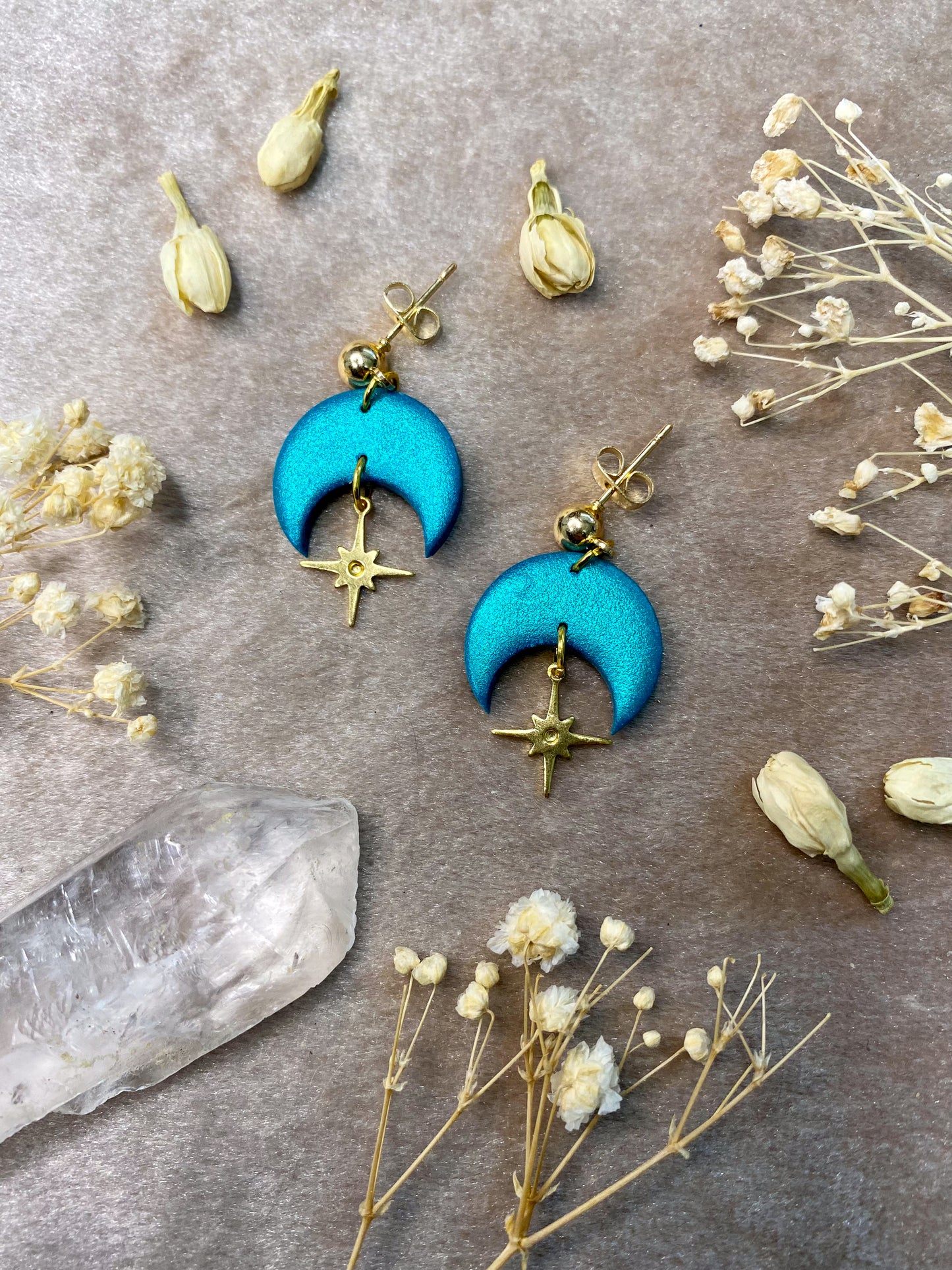 Jewel Tones Crescent Moon Midi Dangle