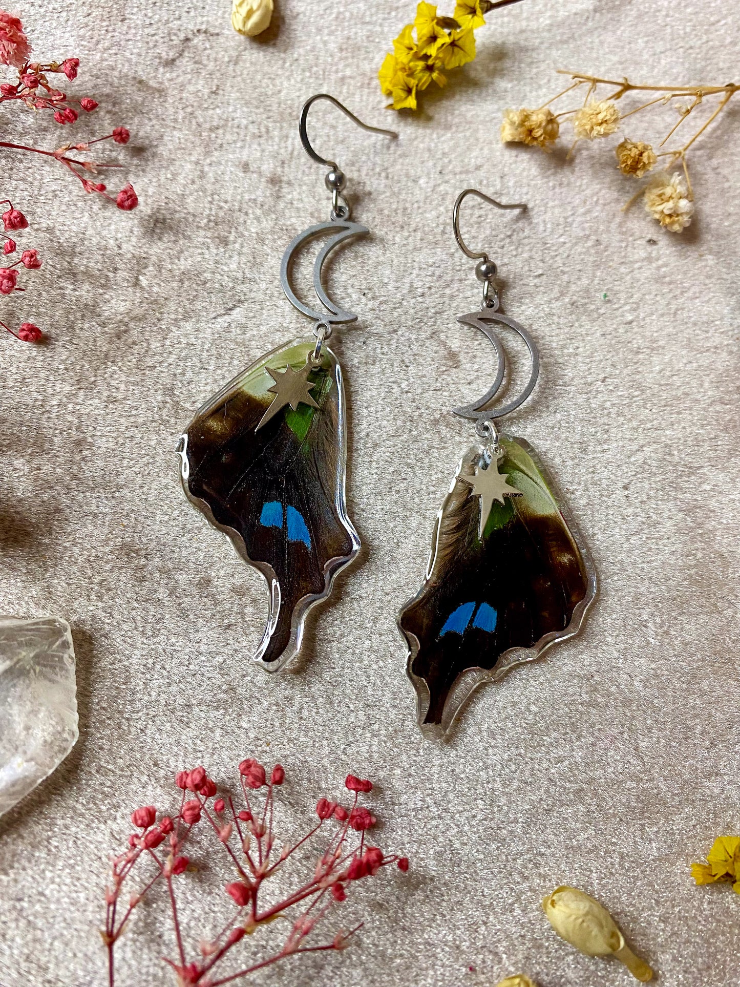 Purple Spotted Swallowtail Butterfly Wing Earrings