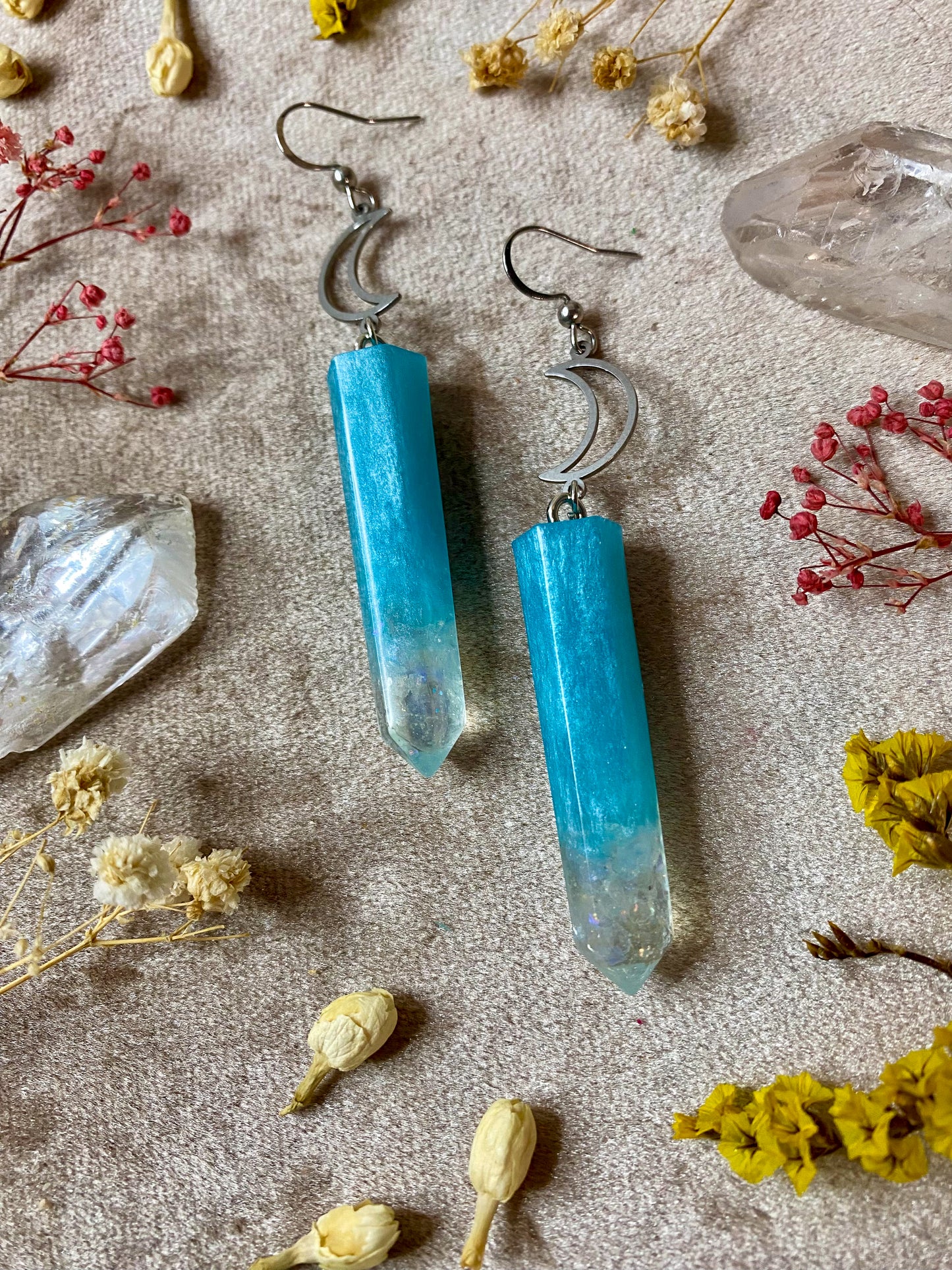 Aquamarine Calm Crystal Earrings