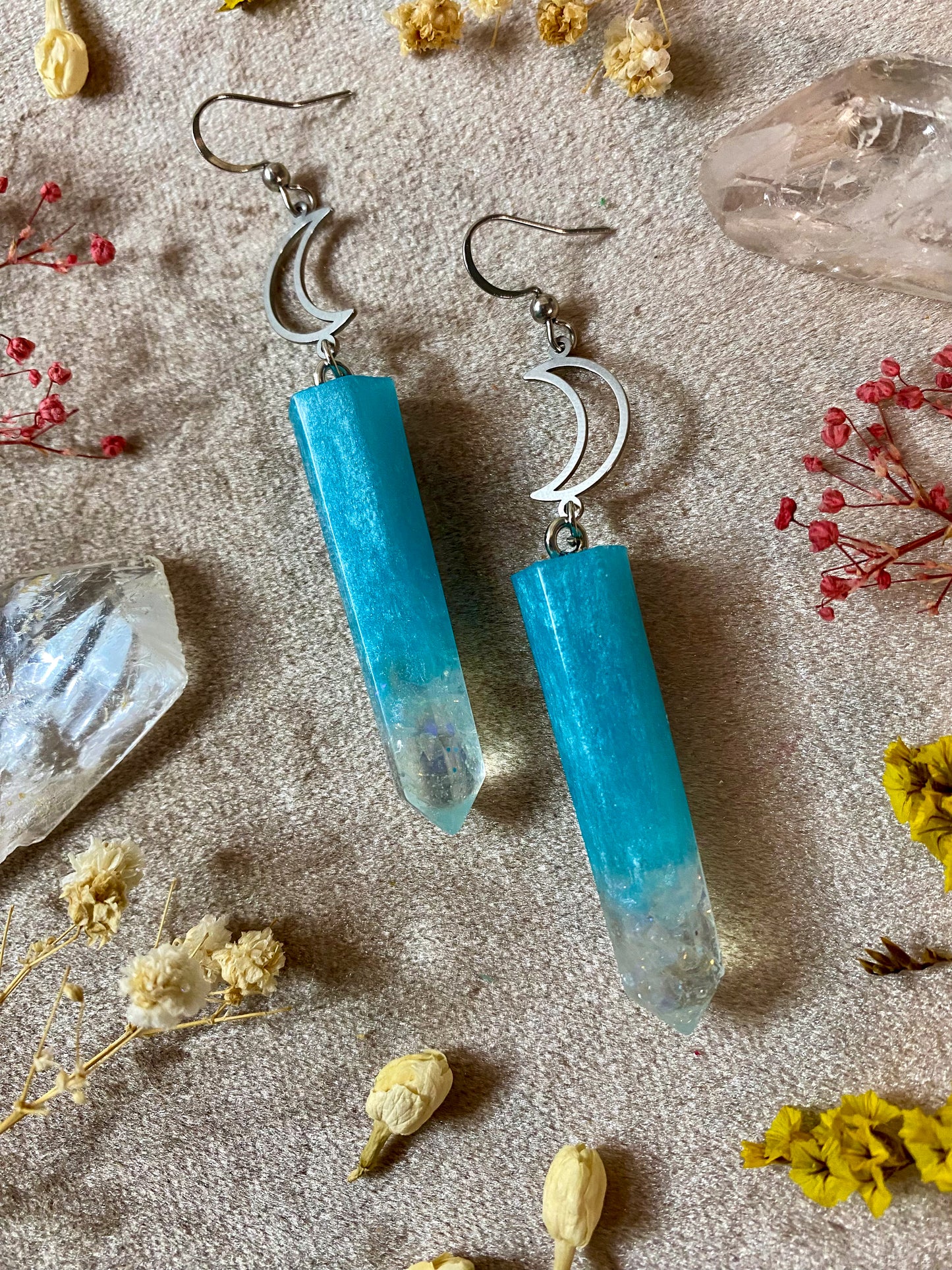 Aquamarine Calm Crystal Earrings