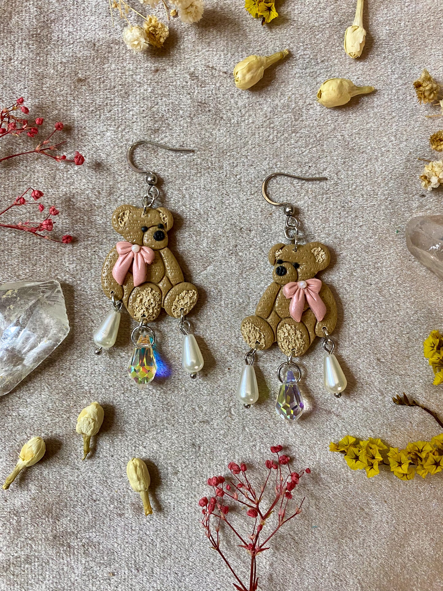 Silver Teddy Bear Earrings