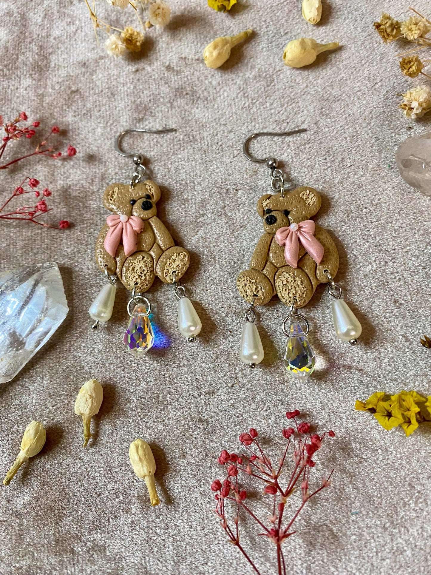 Silver Teddy Bear Earrings