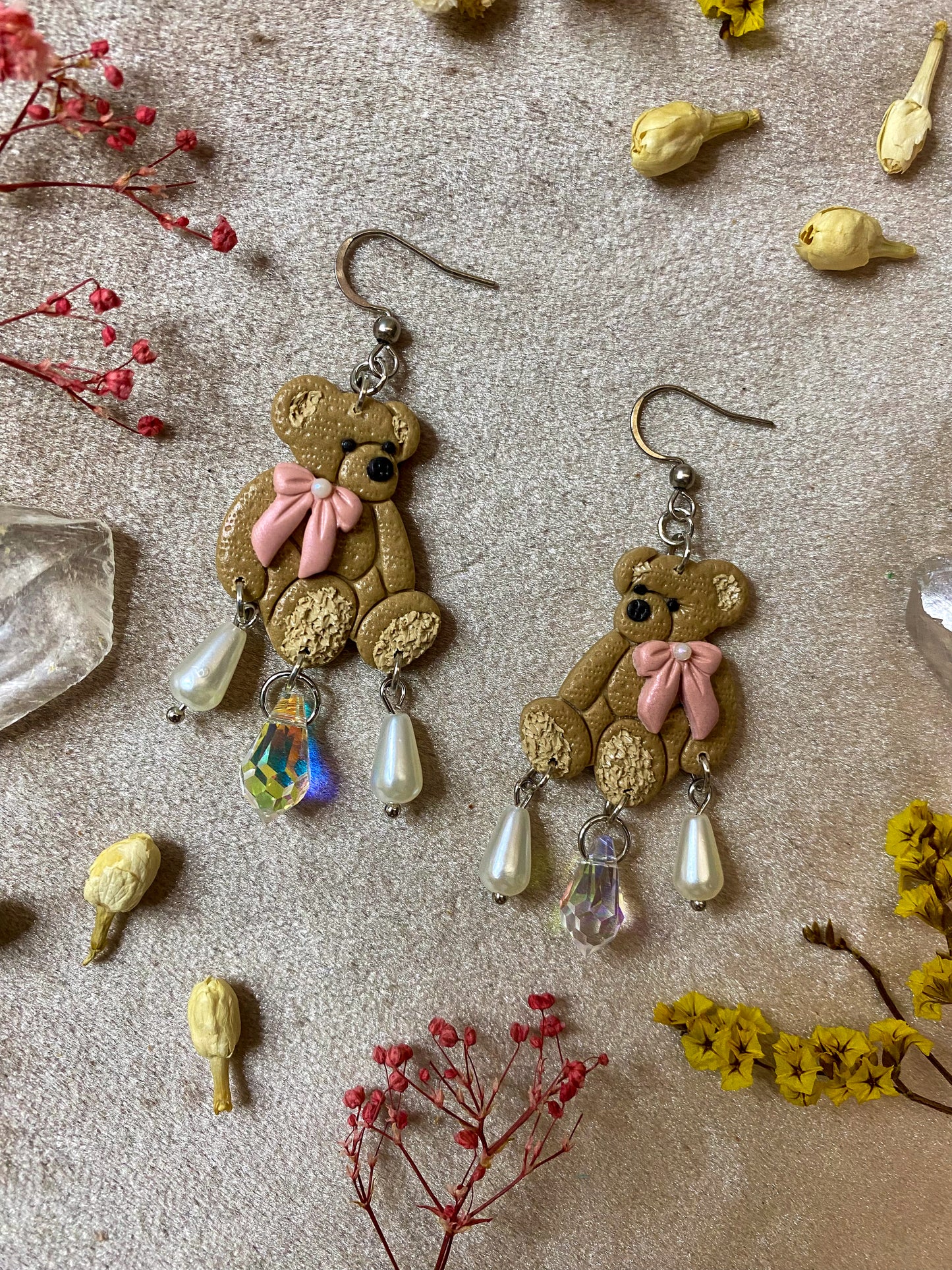 Silver Teddy Bear Earrings