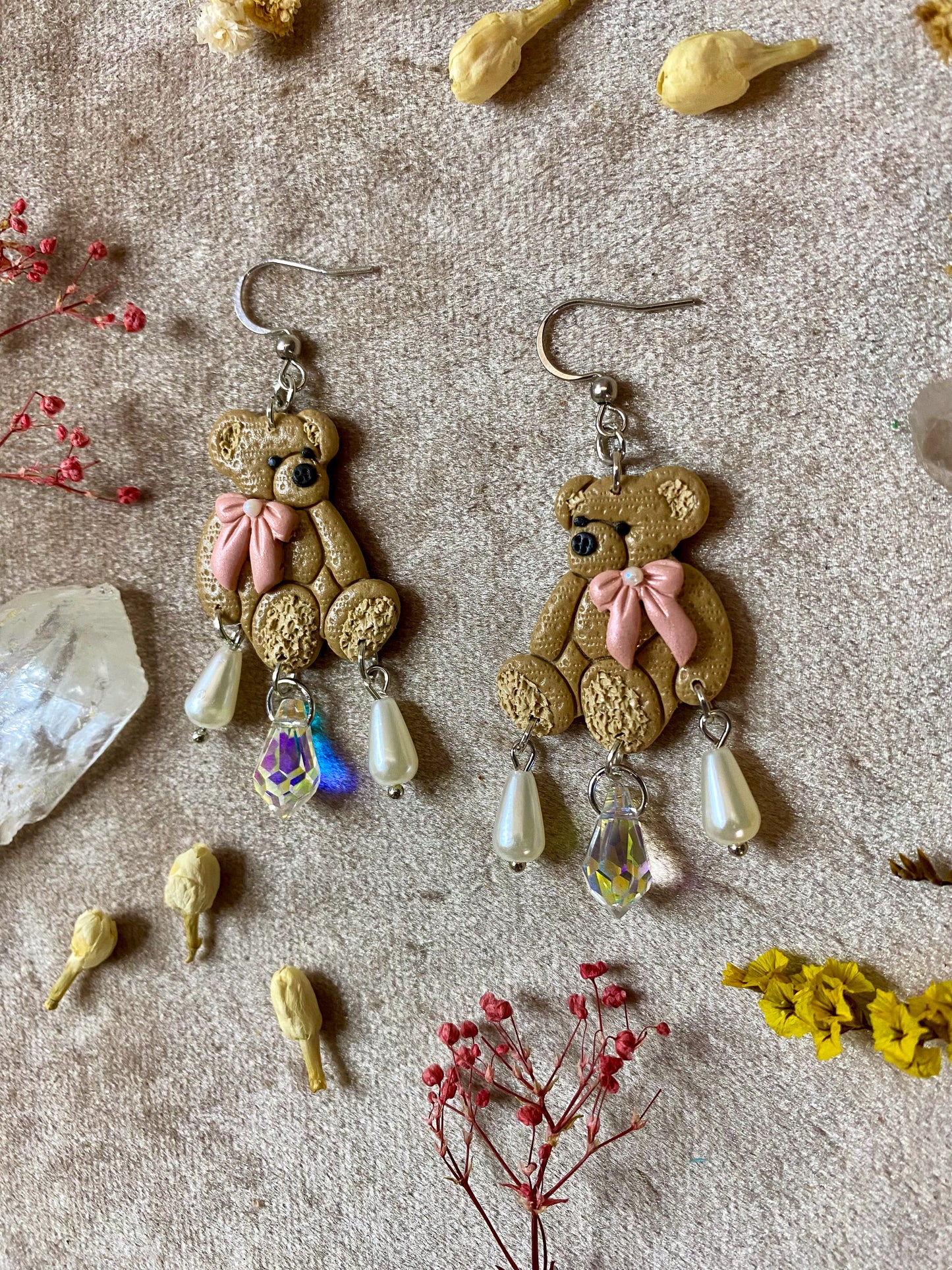 Silver Teddy Bear Earrings