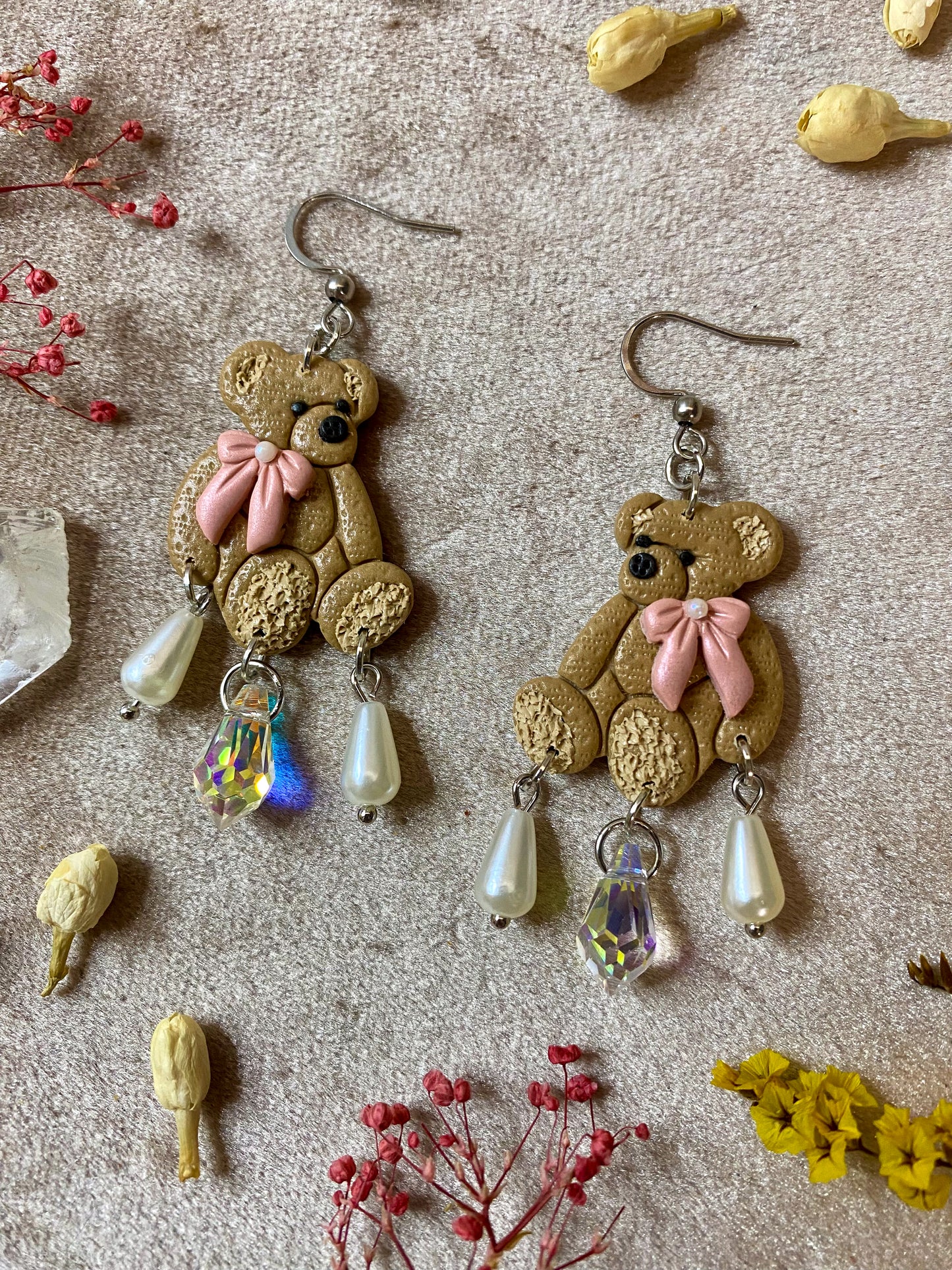 Silver Teddy Bear Earrings