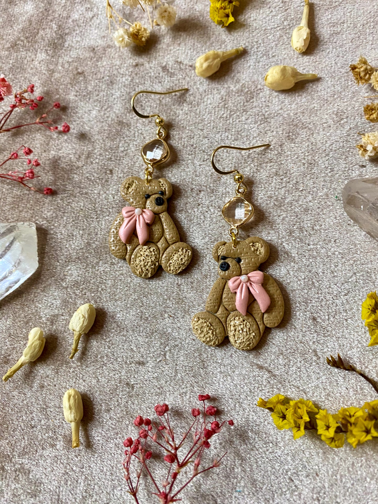 Golden Teddy Bear Earrings