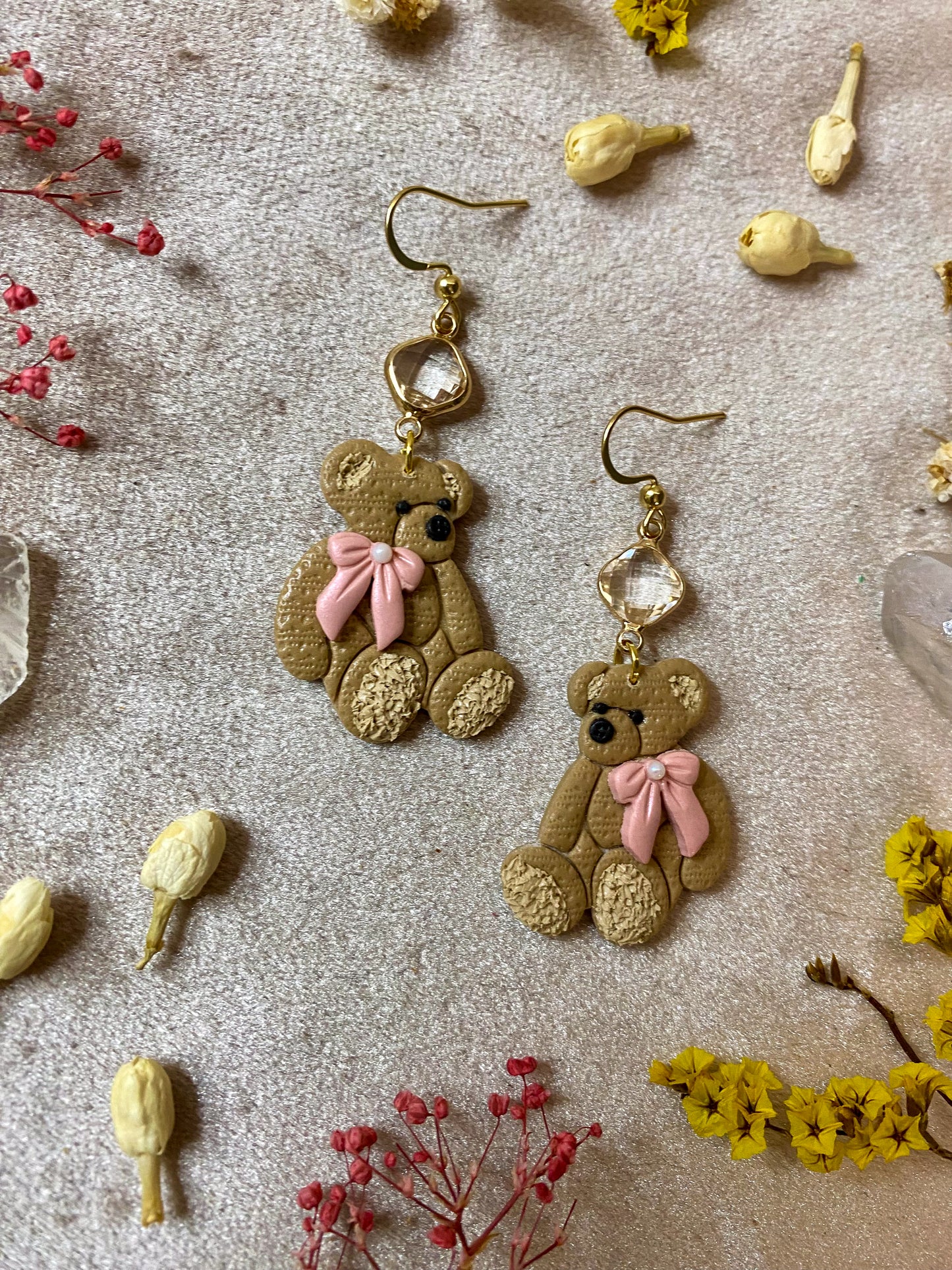 Golden Teddy Bear Earrings
