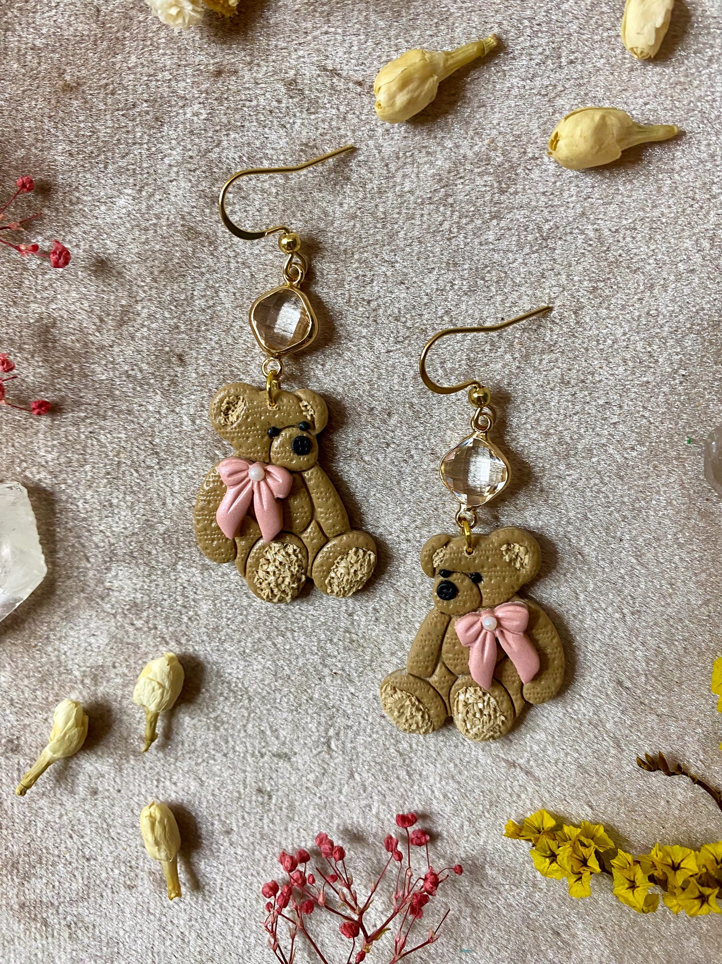 Golden Teddy Bear Earrings
