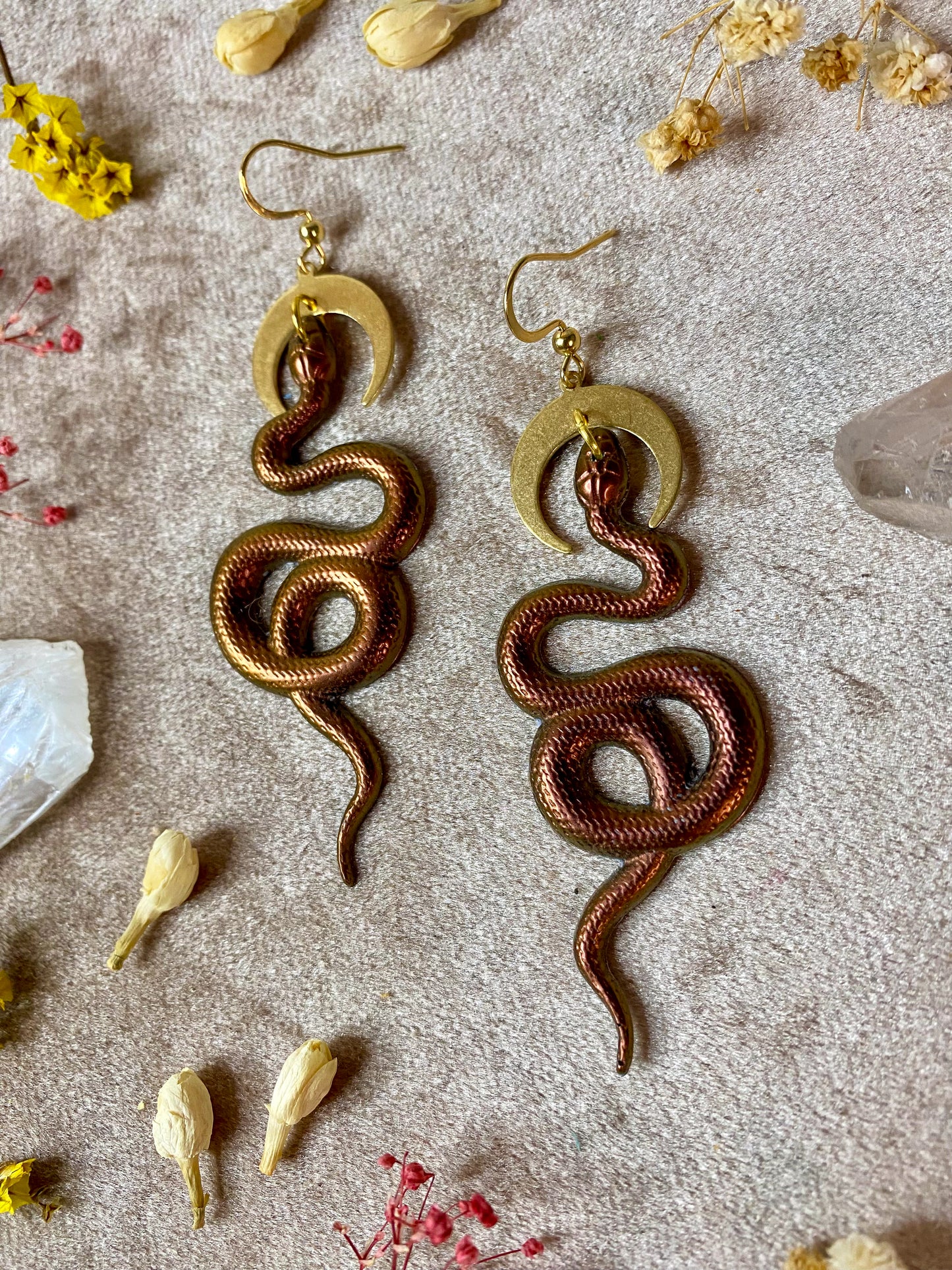 Copper Coil Snake Earrings