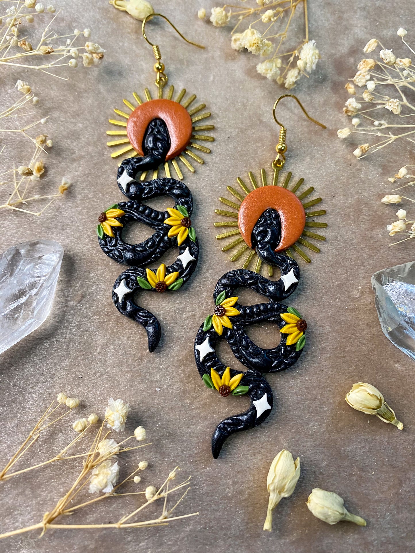 Sunflower Snake Rising Earrings