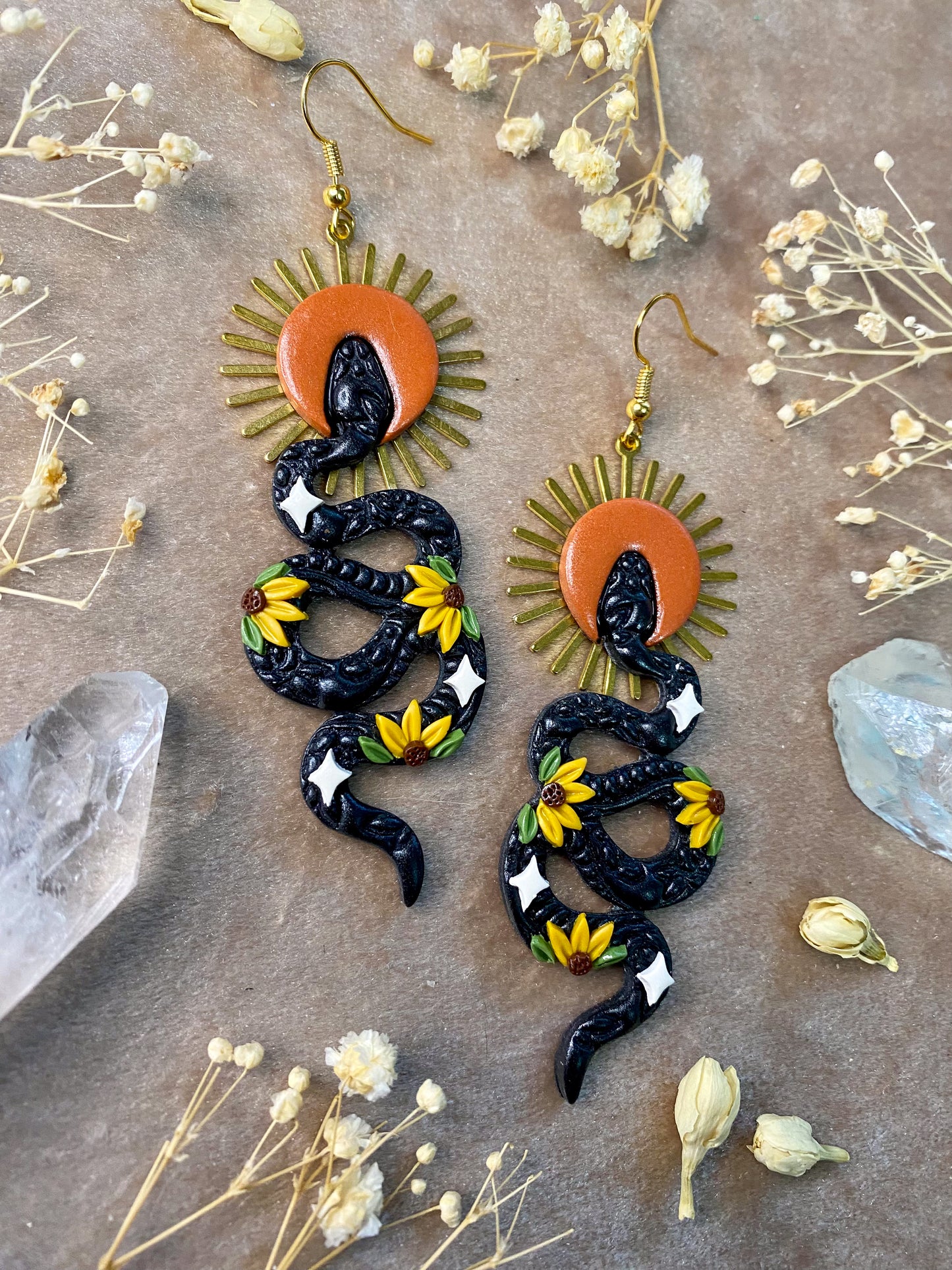 Sunflower Snake Rising Earrings