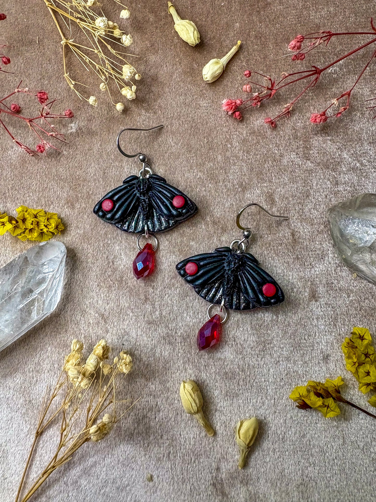 Monochrome Mini Moth Earrings