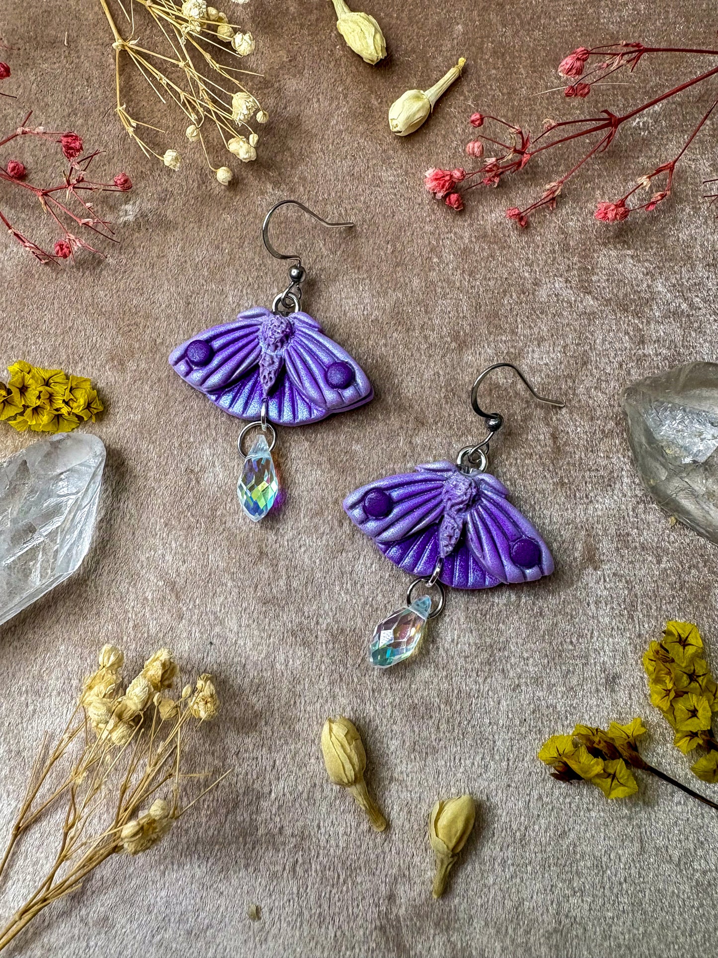 Monochrome Mini Moth Earrings