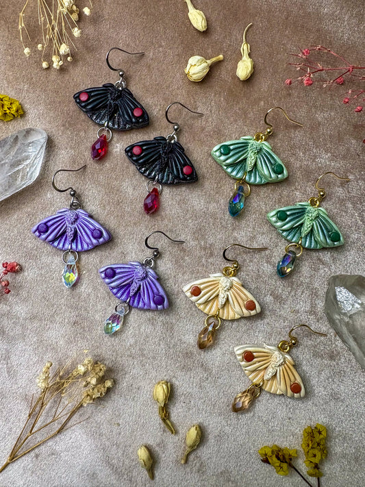 Monochrome Mini Moth Earrings