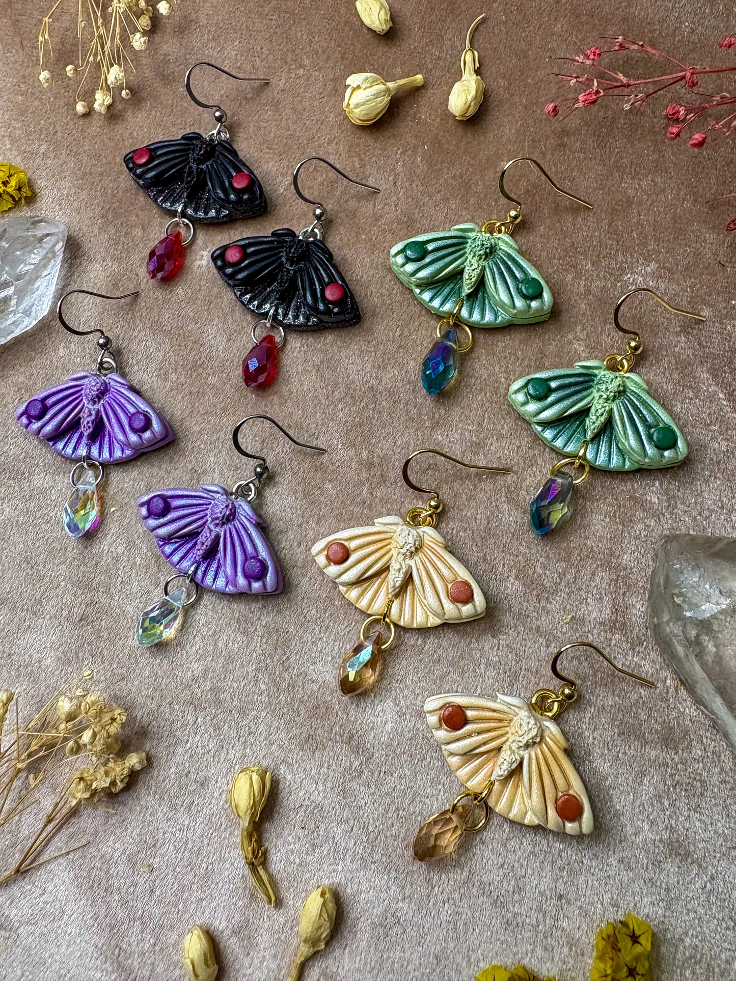 Monochrome Mini Moth Earrings
