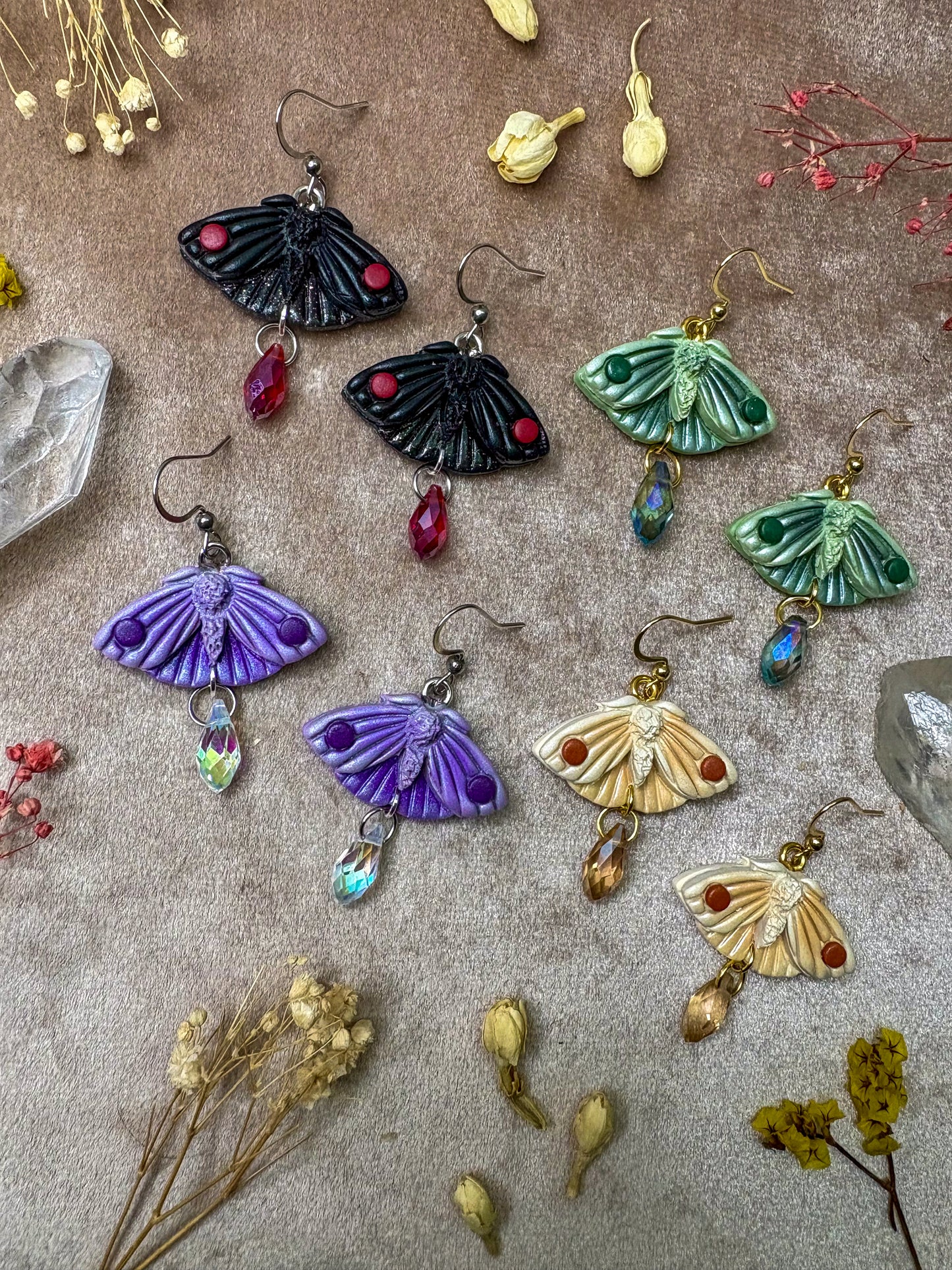 Monochrome Mini Moth Earrings