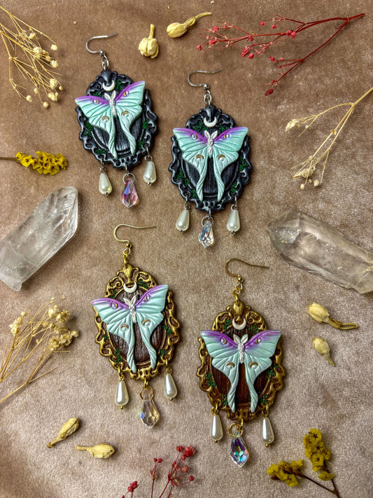 Luna Moth Frame Earrings