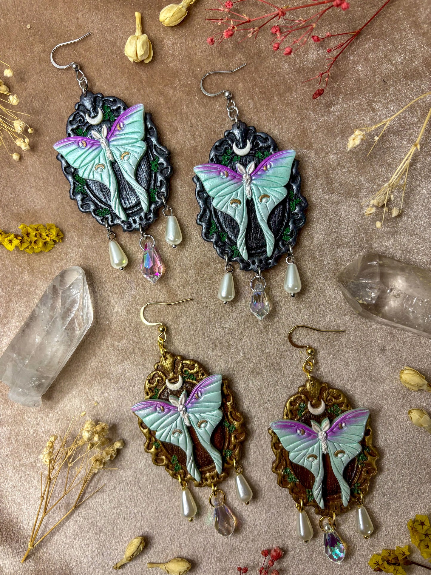 Luna Moth Frame Earrings