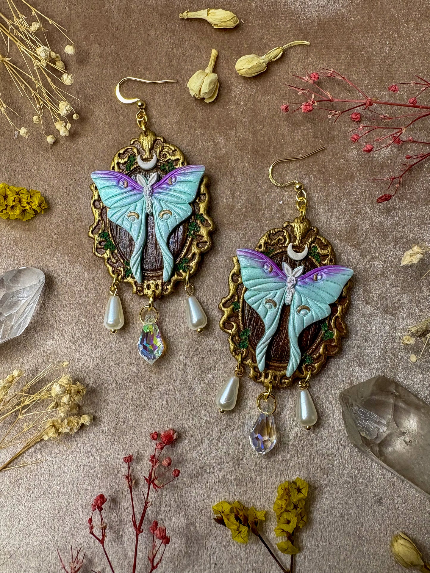 Luna Moth Frame Earrings