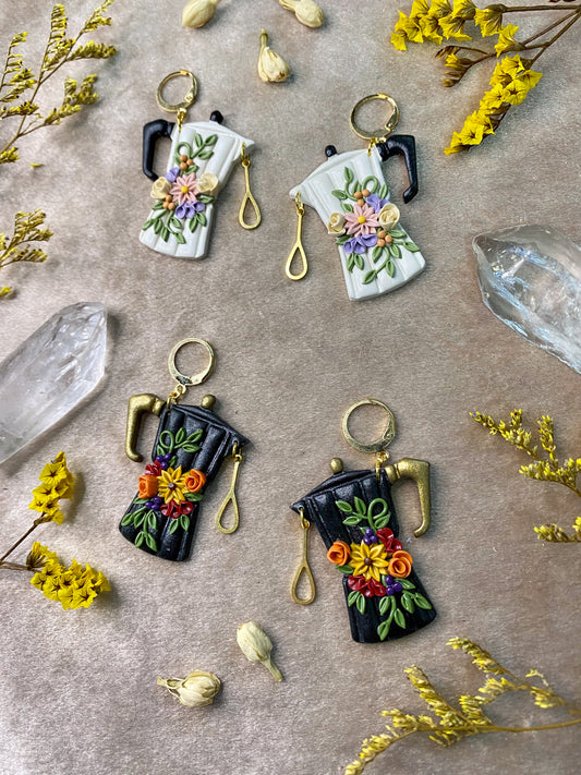 Large Floral Cafetera Earrings