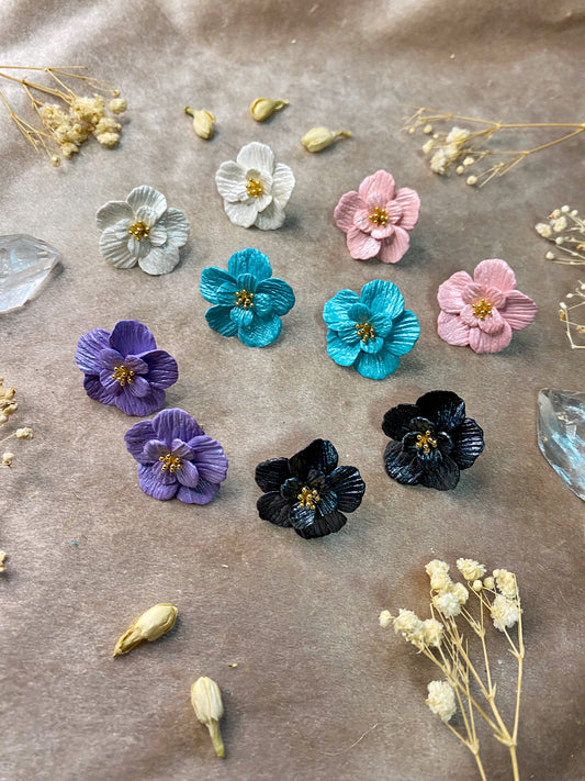 polymer clay textured flower stud earrings
