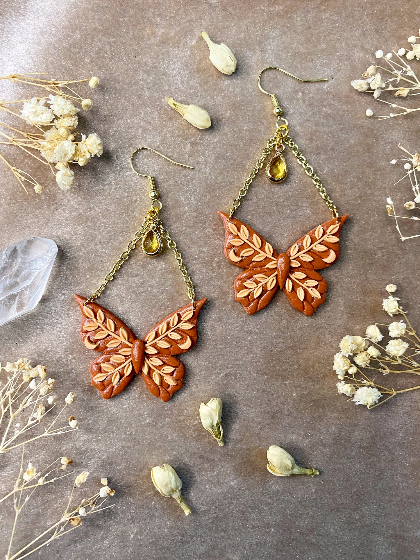 Monochrome Crystal Butterfly Earrings