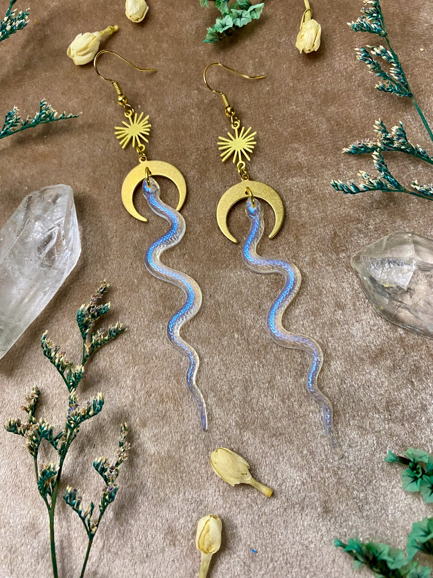 Slithering Snake Earrings (Iridescent)